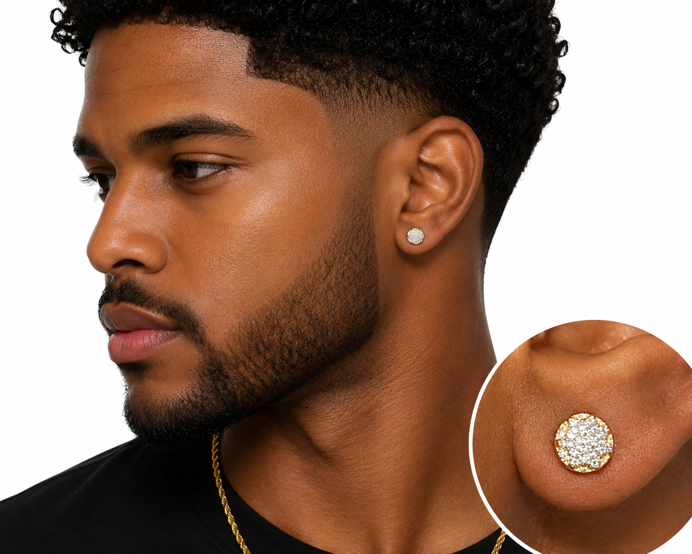 Luxury round 9MM natural diamond earrings in yellow gold