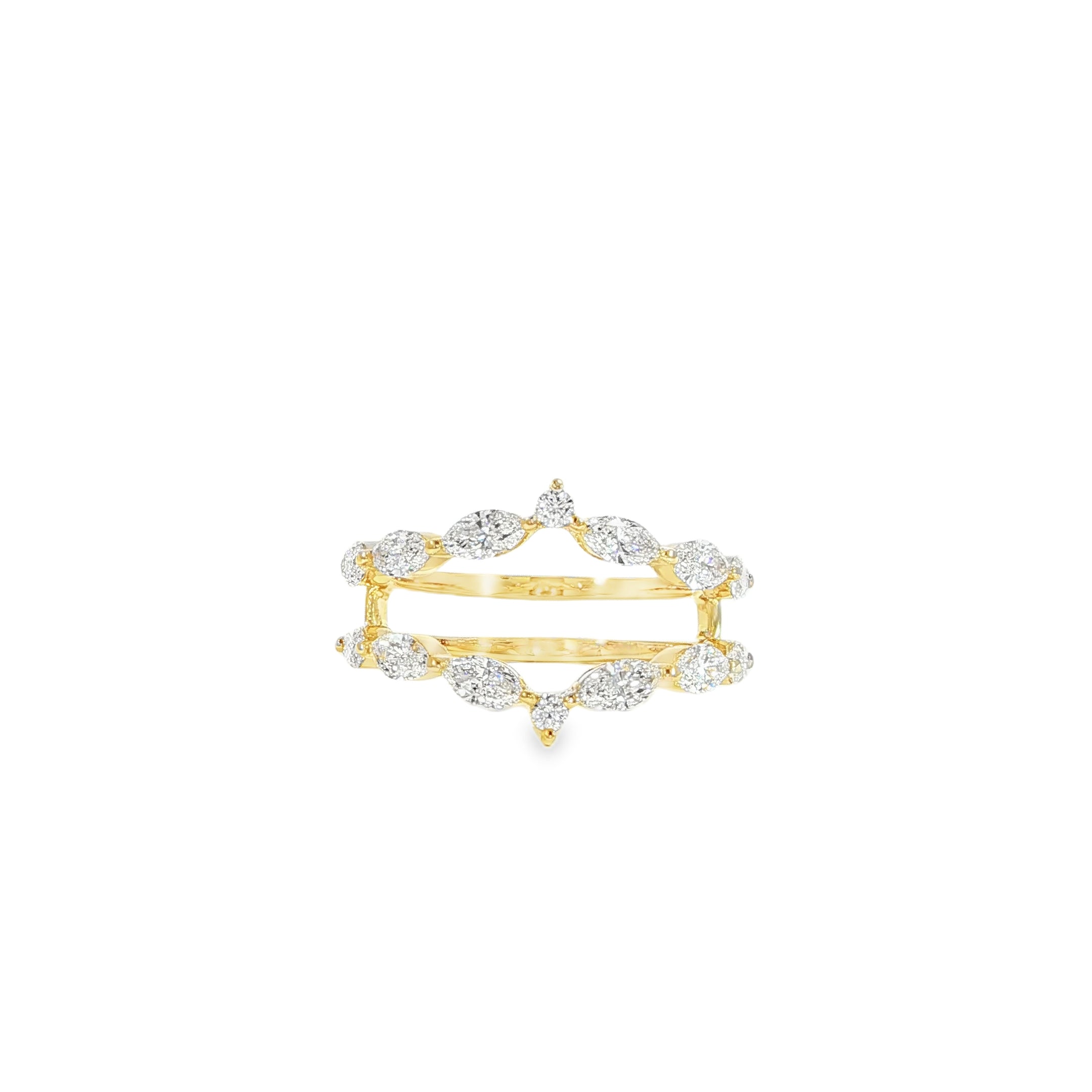 Front view of marquise diamond enhancer band in 14K yellow gold