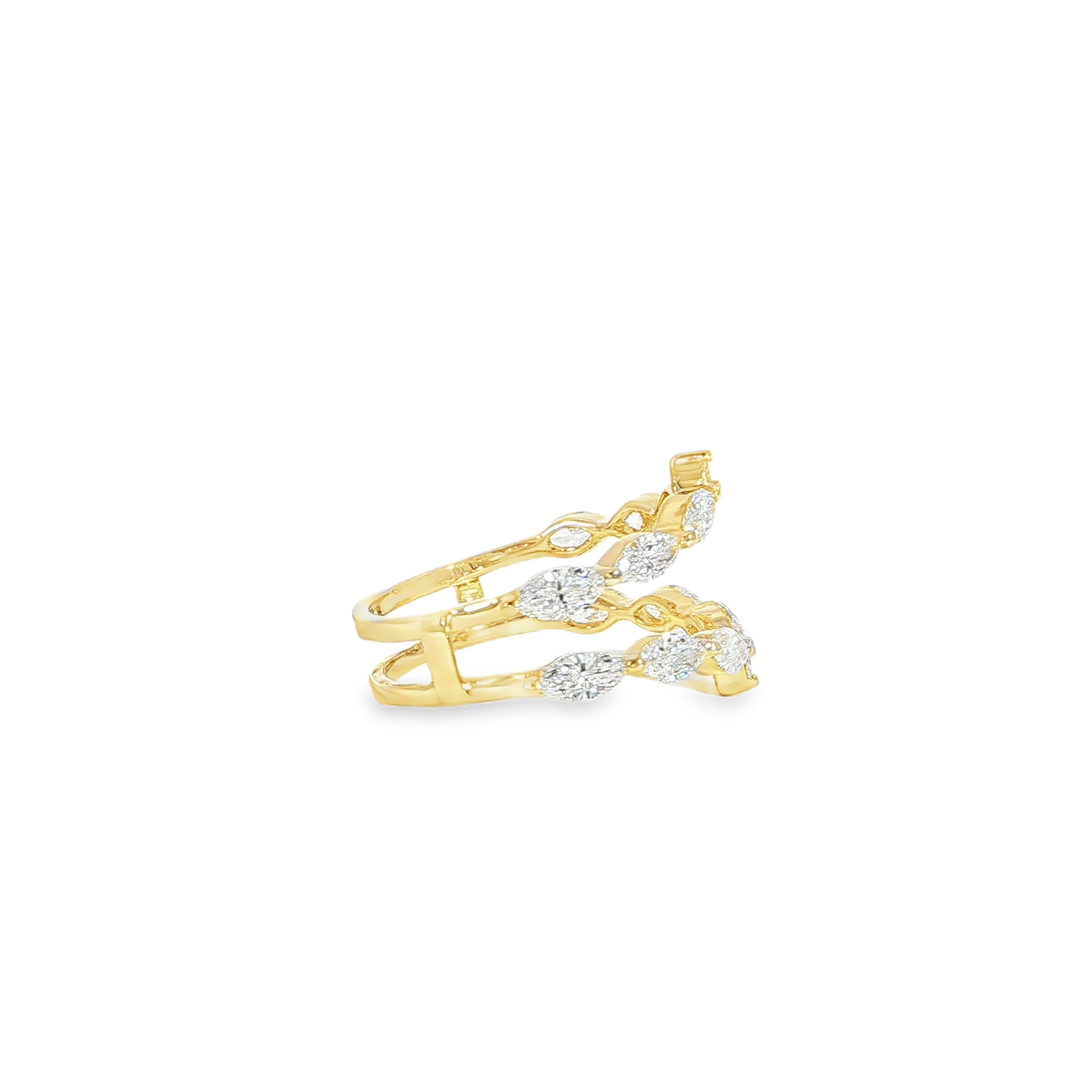 Elegant marquise diamond wedding band enhancer side view