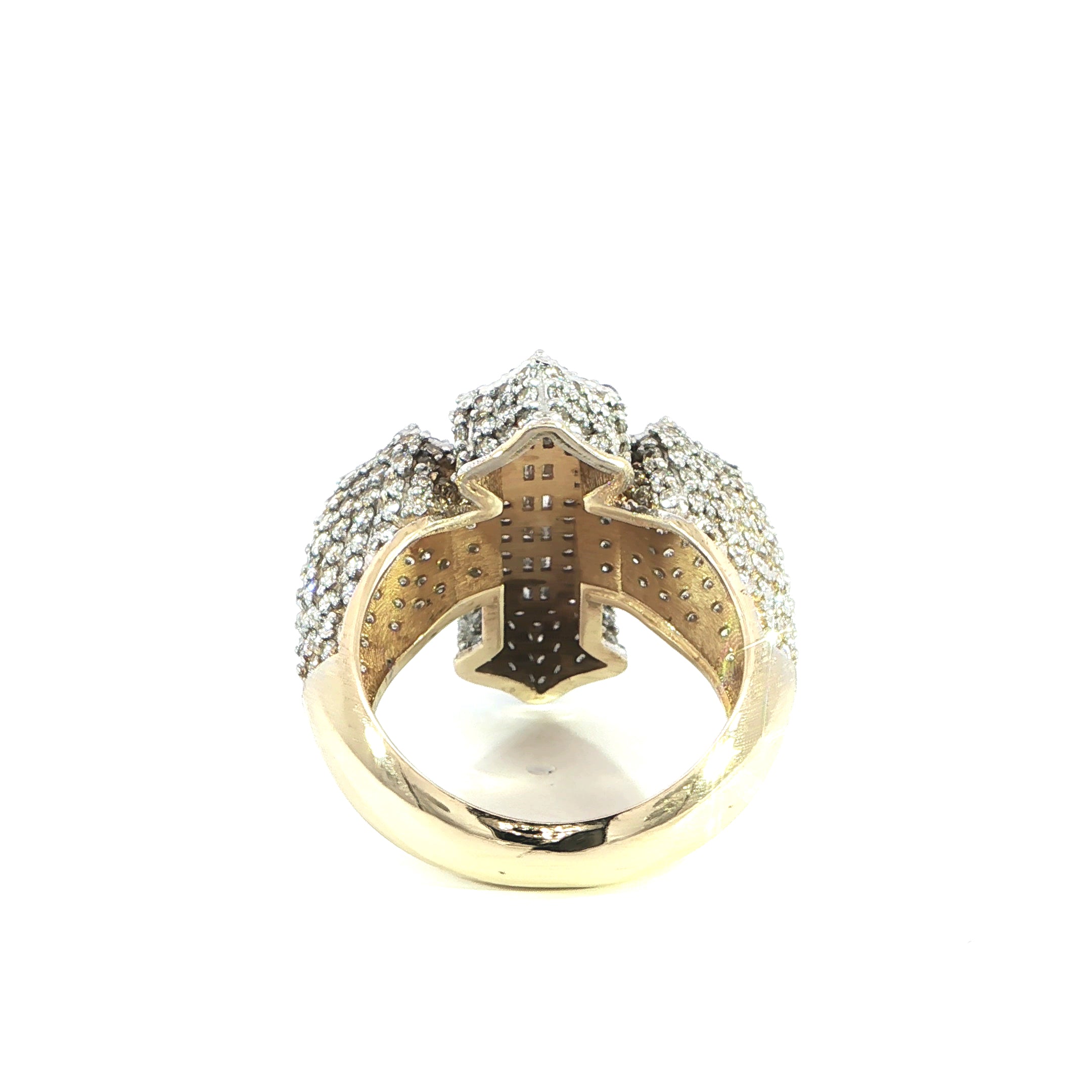 Men’s yellow gold diamond cross ring back