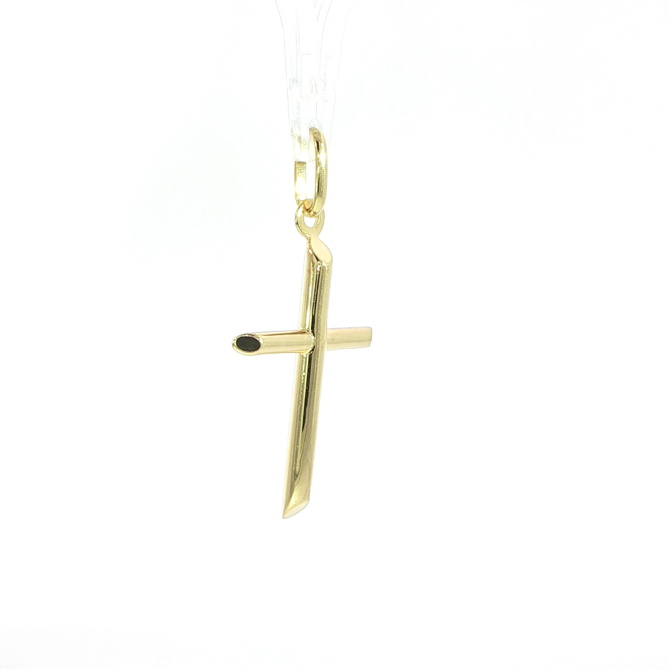 Elegant 10K gold faith pendant with a smooth high-polish surface.
