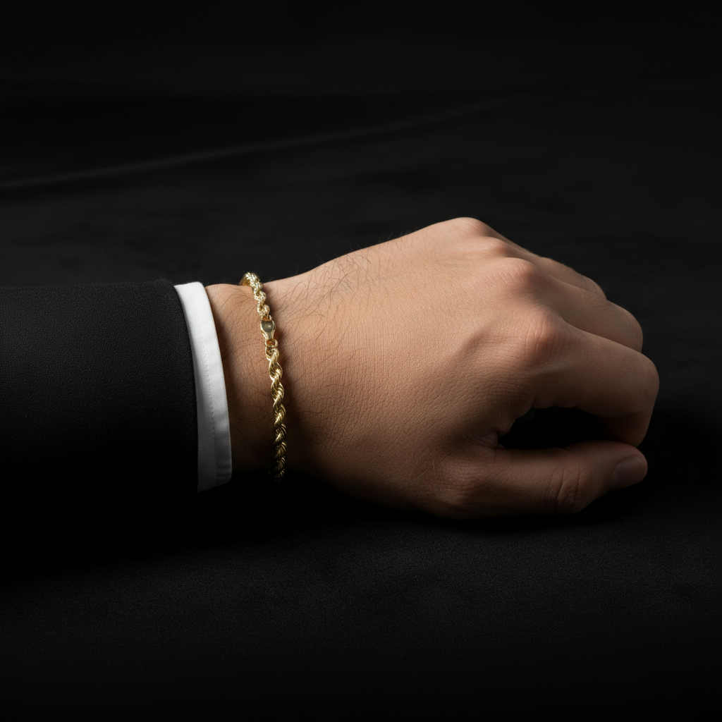 Classic twisted rope bracelet in 10K yellow gold