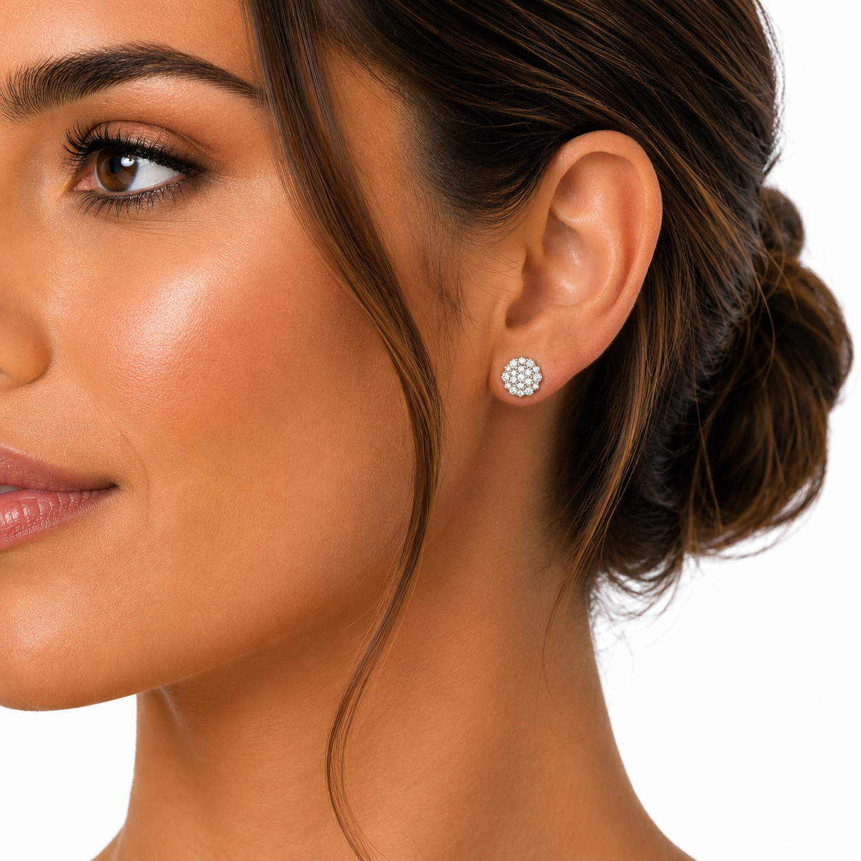 6MM natural round diamond cluster earrings in 10K yellow gold