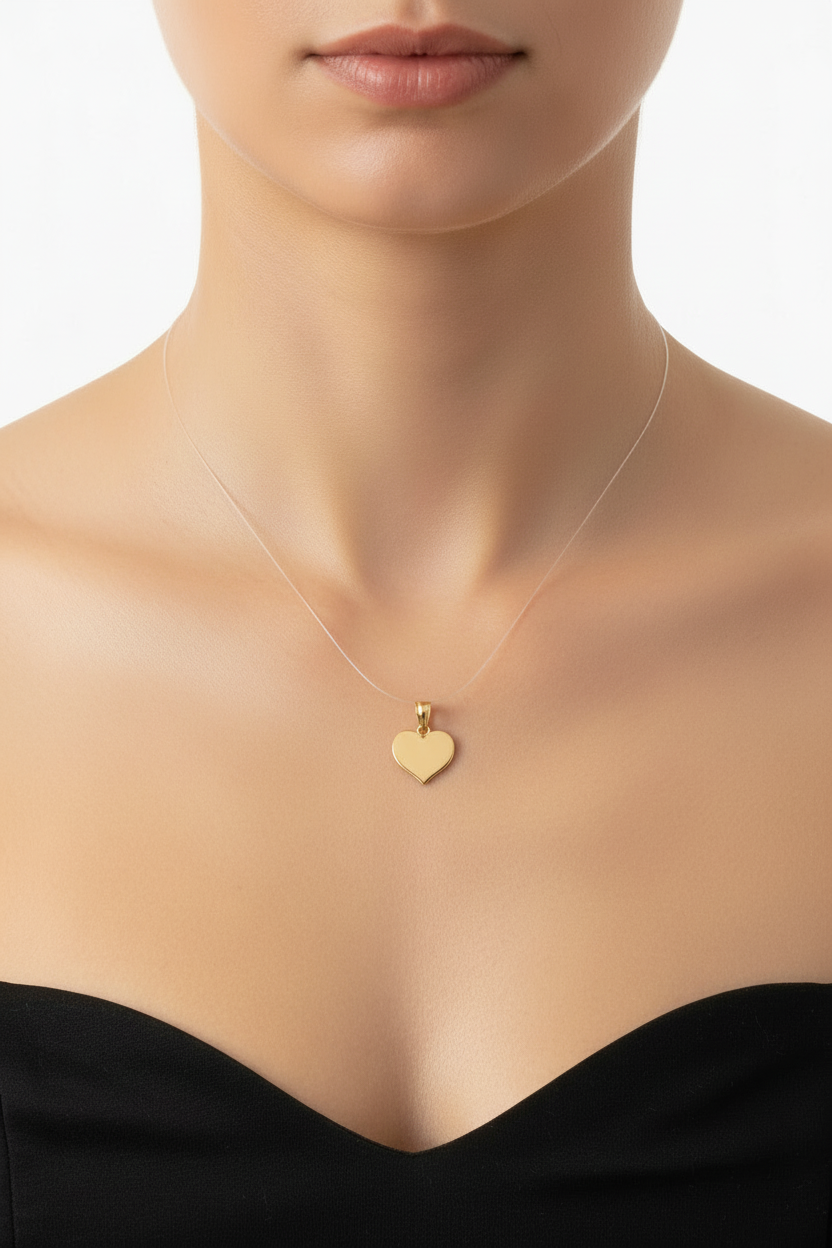 Personalized 14K yellow gold heart pendant for engraving