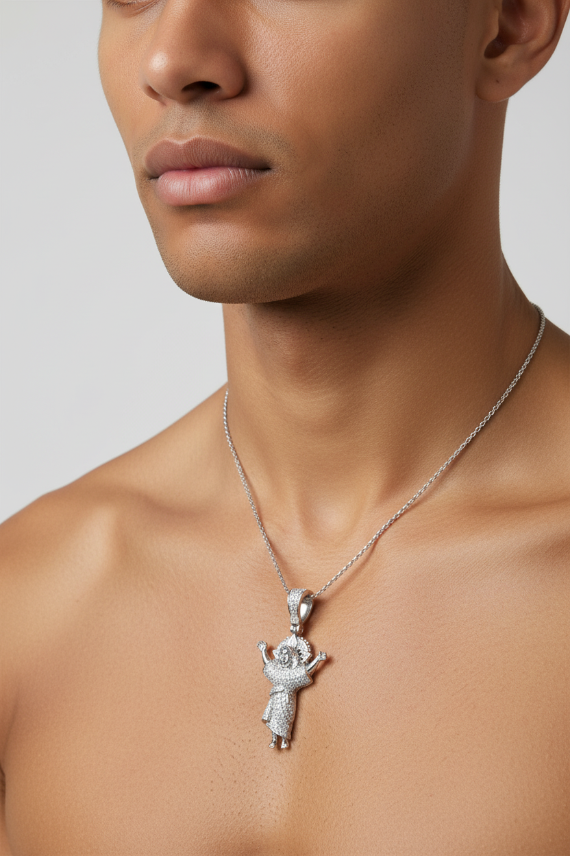 Luxury Christian pendant adorned with brilliant moissanite.
