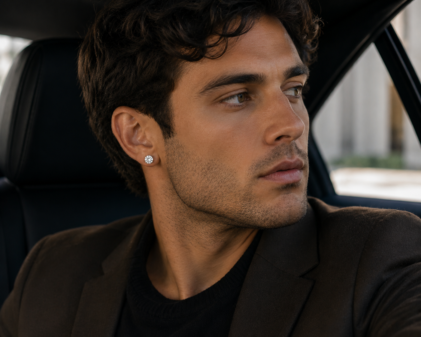 Luxury 6.5mm lab grown diamond stud earrings in white gold
