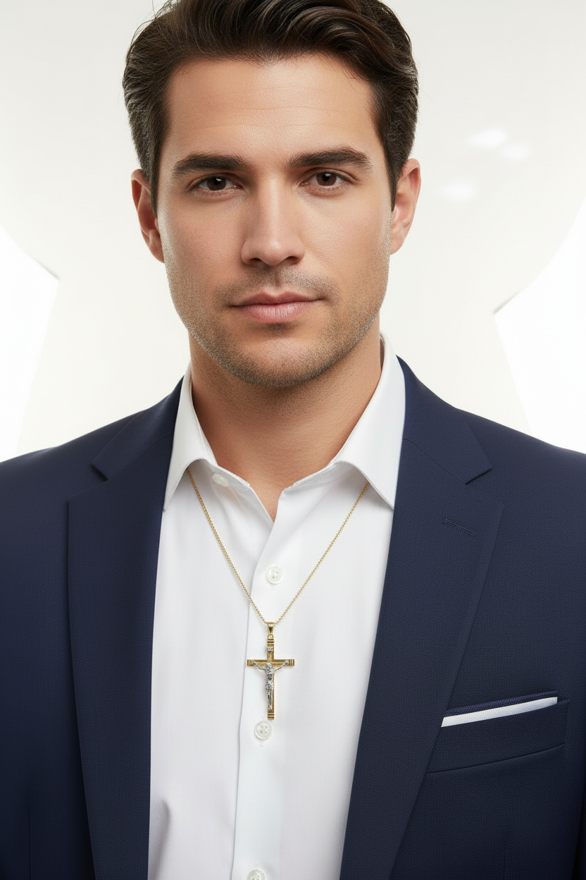 Christian crucifix pendant with detailed Jesus figure