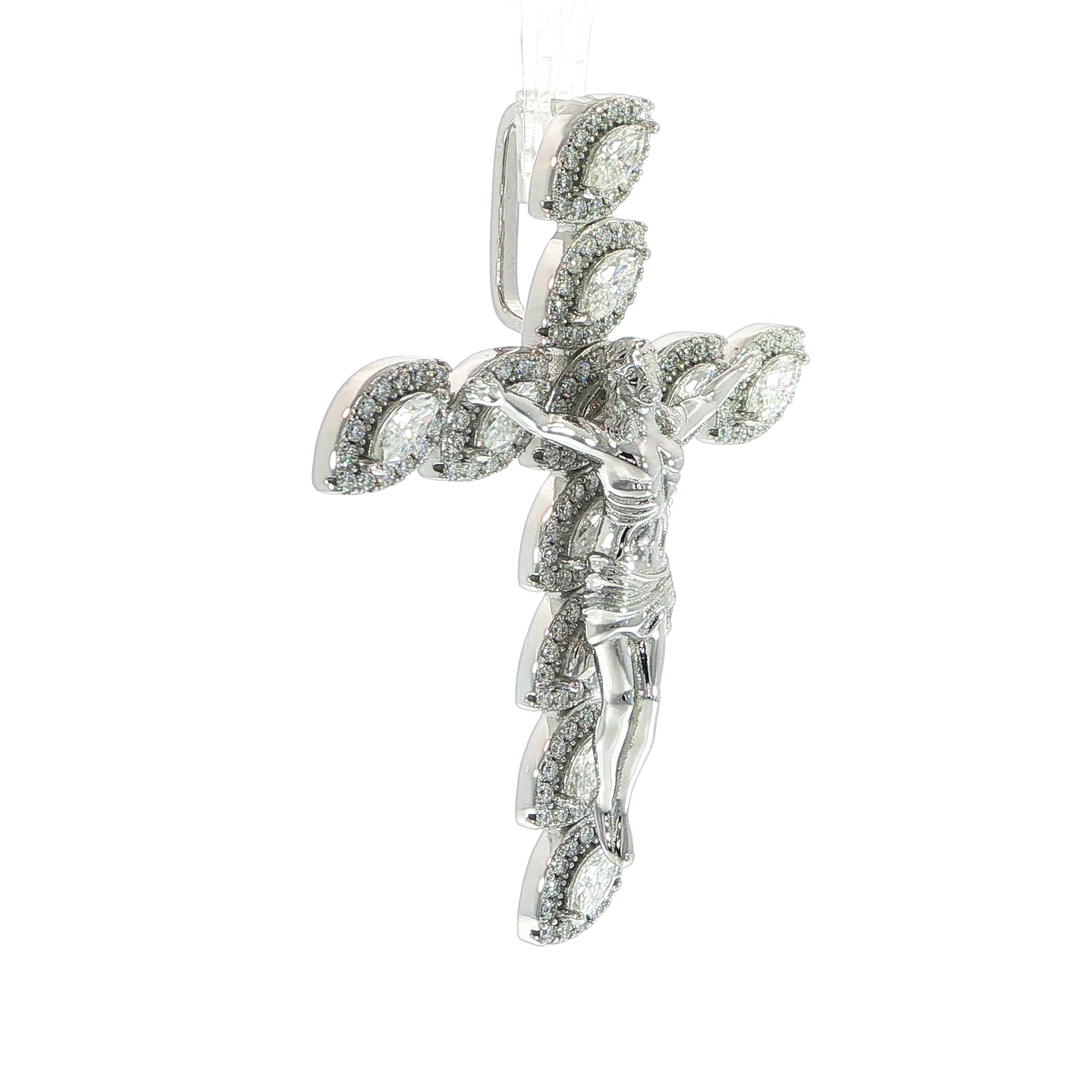 Large marquise crucifix pendant with premium stone setting