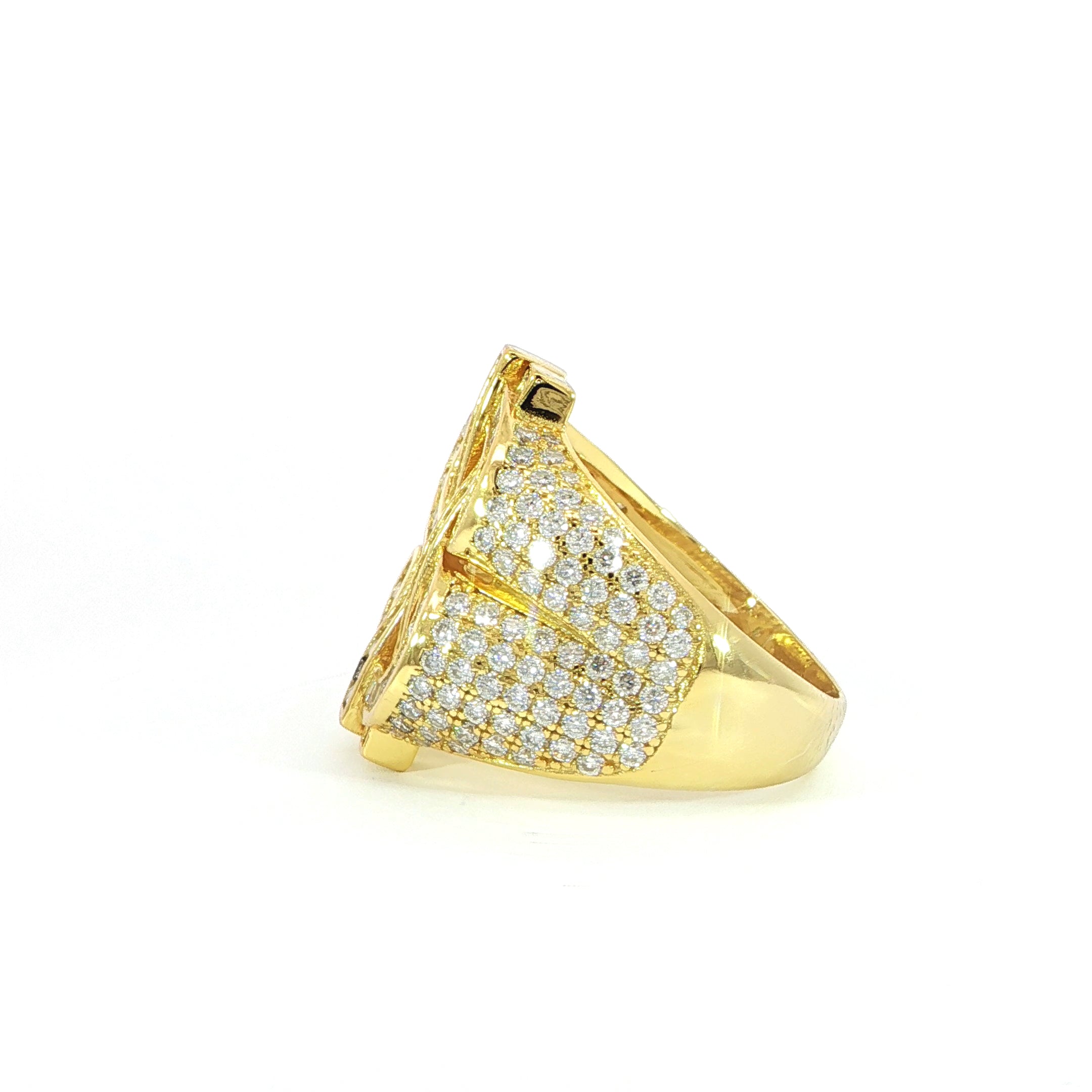 Bold dollar sign ring featuring VVS moissanite stones in sterling silver