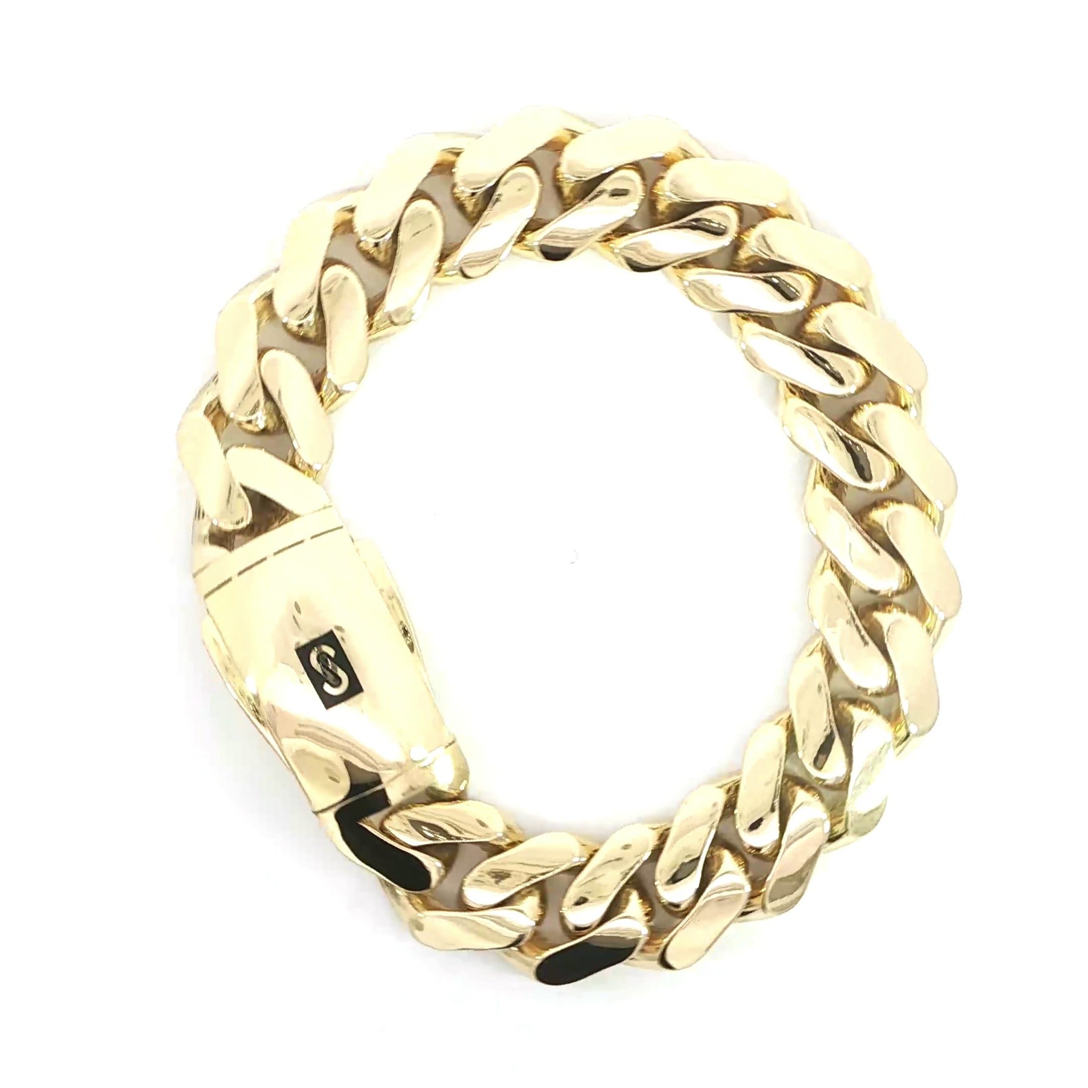 Monaco Cuban link bracelet in 10K yellow gold