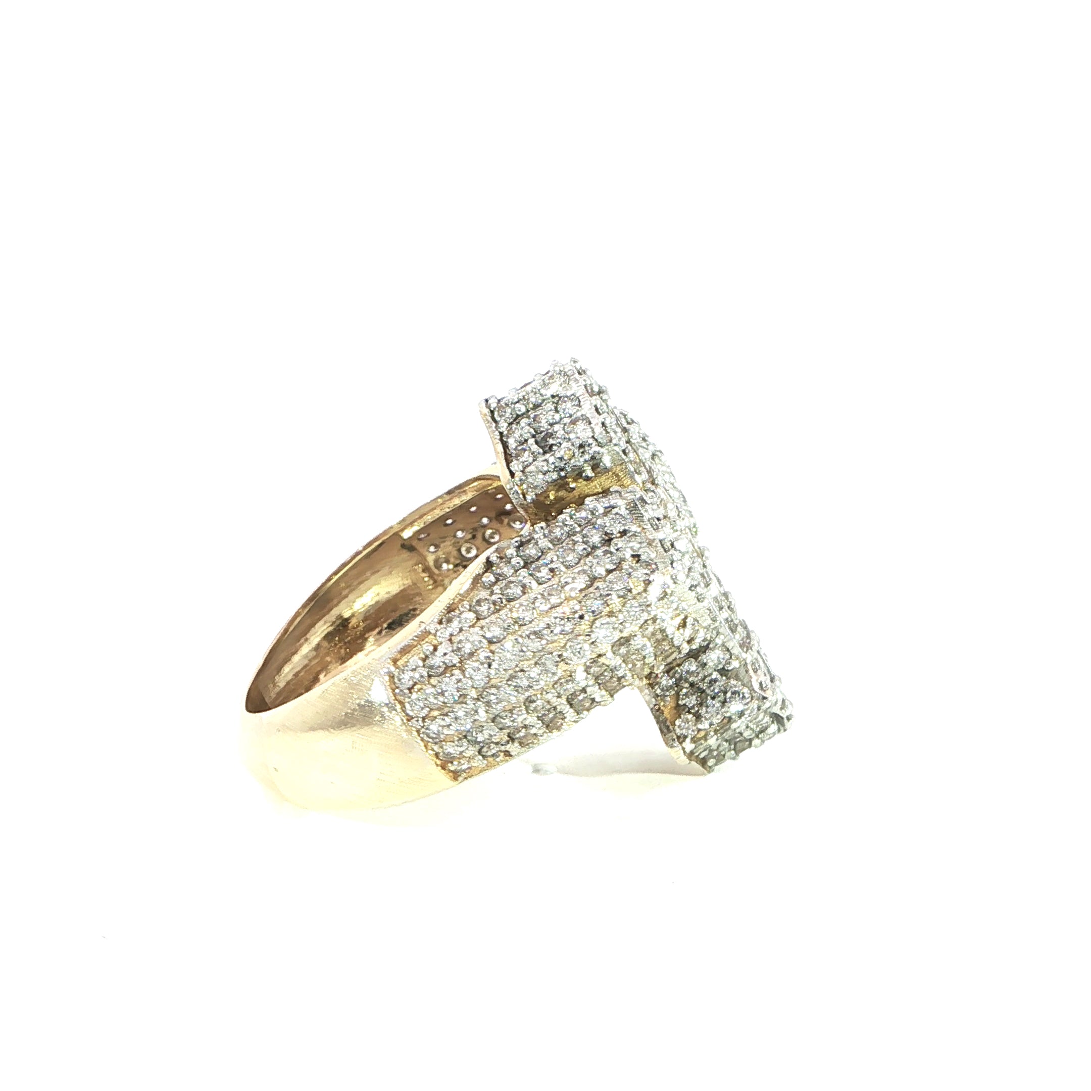 Diamond cross statement ring side
