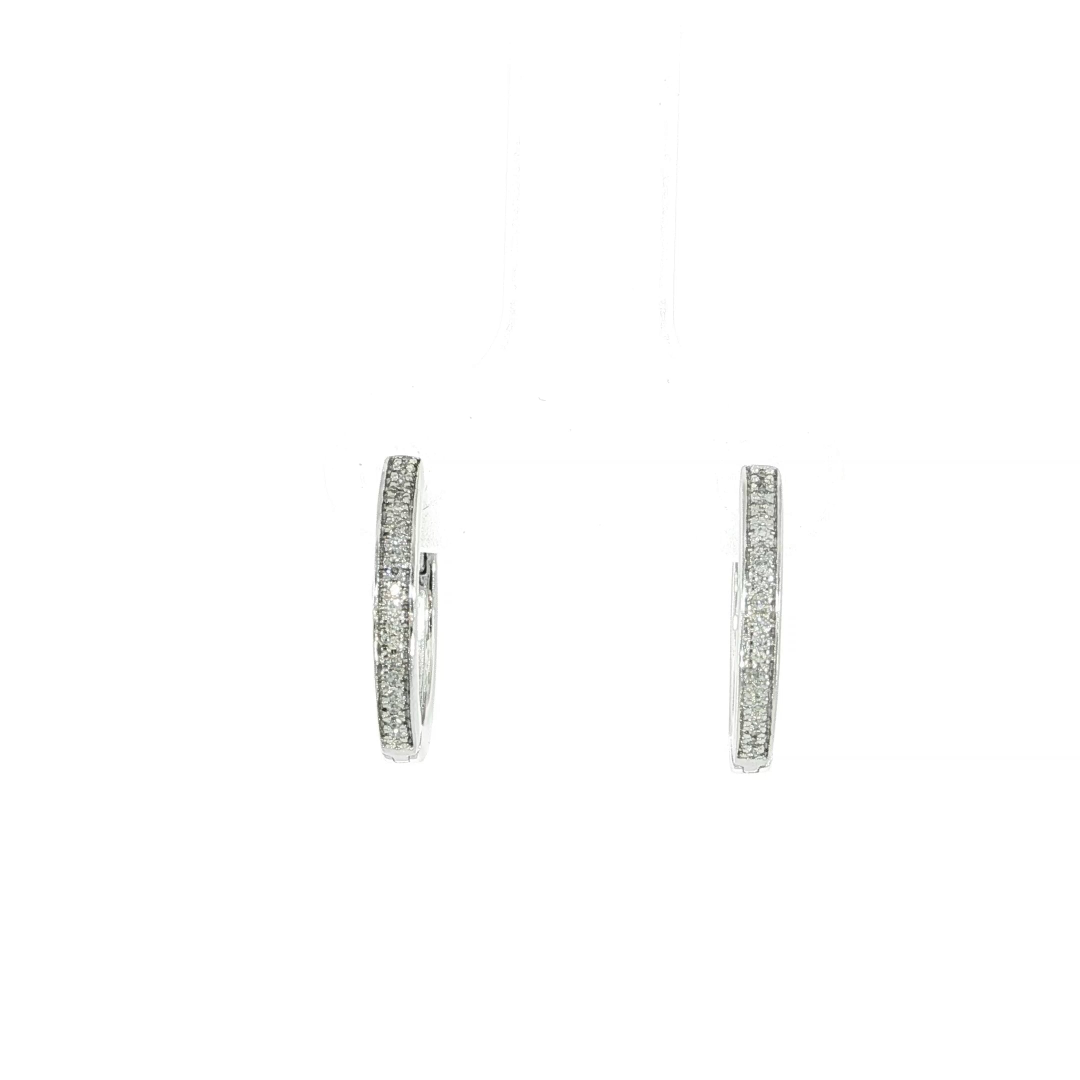Natural diamond huggie hoop earrings crafted in genuine 10K gold