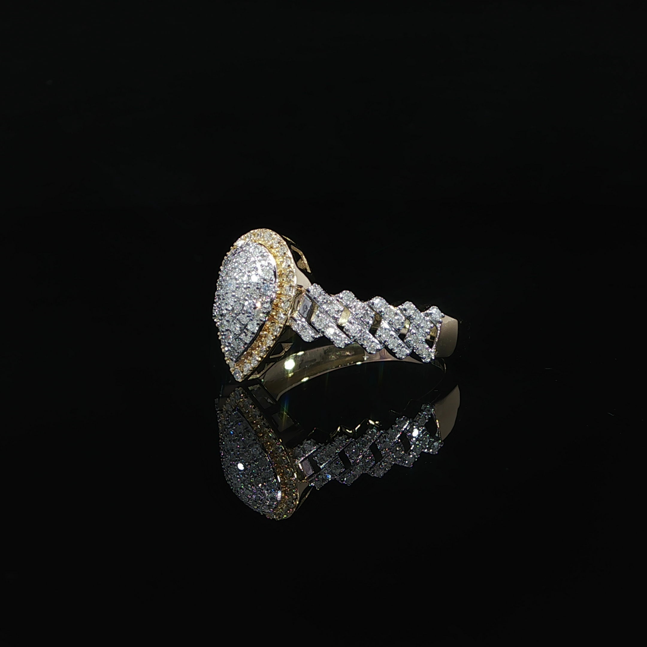 0.38 CTW natural diamond pear cluster ring in 10K yellow gold