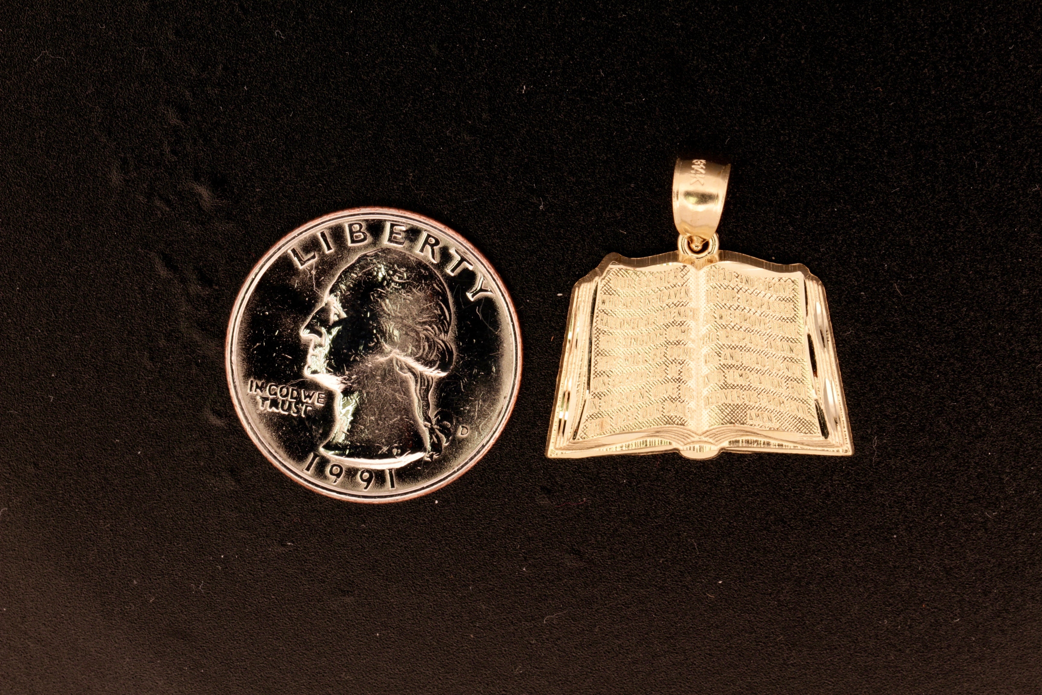 14K Yellow Gold Book Pendant