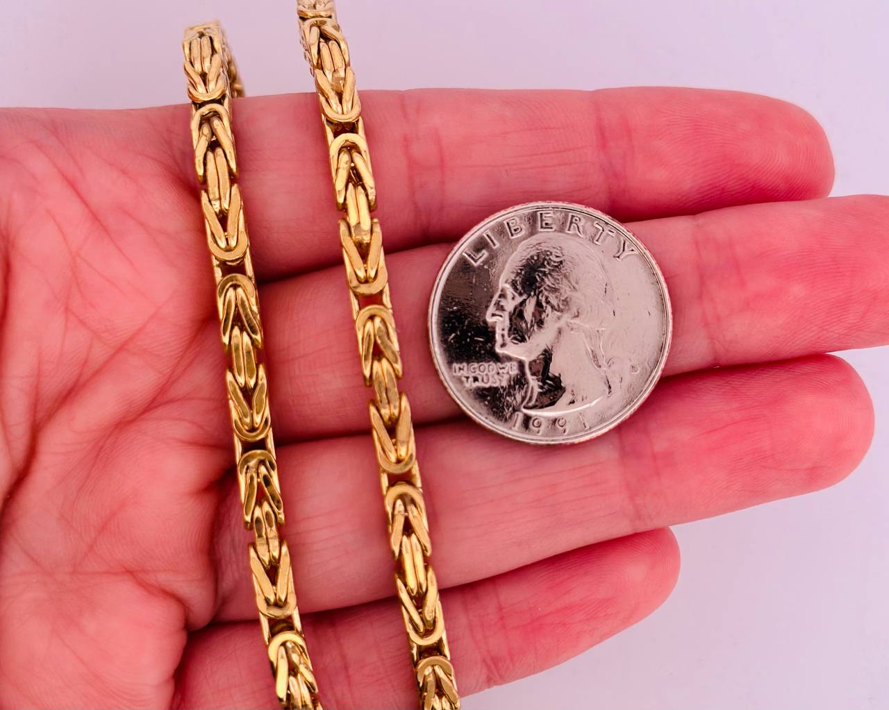 10K Yellow Gold Byzantine Chain Necklace - 4mm