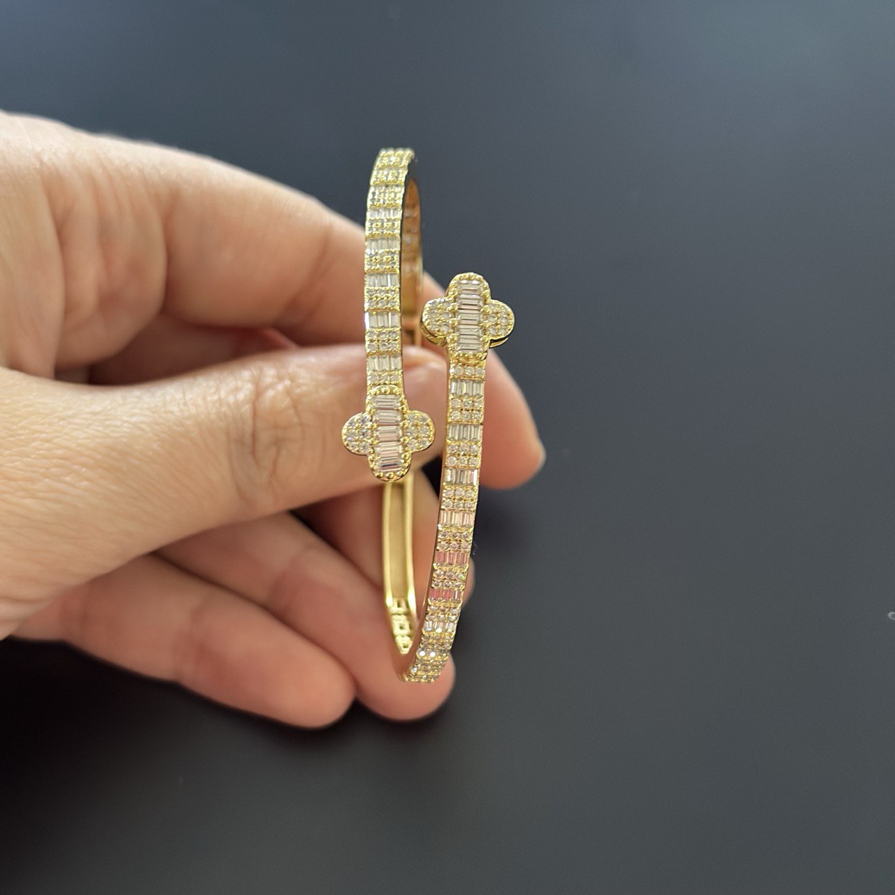 Sterling Silver Bangle Bracelet with VVS Moissanite Stones, 4.32 Total Carats