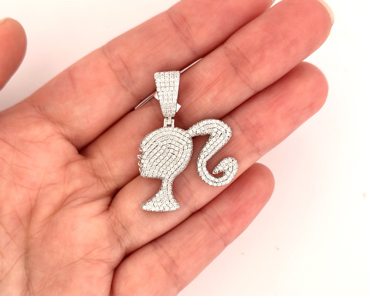 Sterling Silver Barbie Pendant with VVS Moissanite - 1.53 Carat