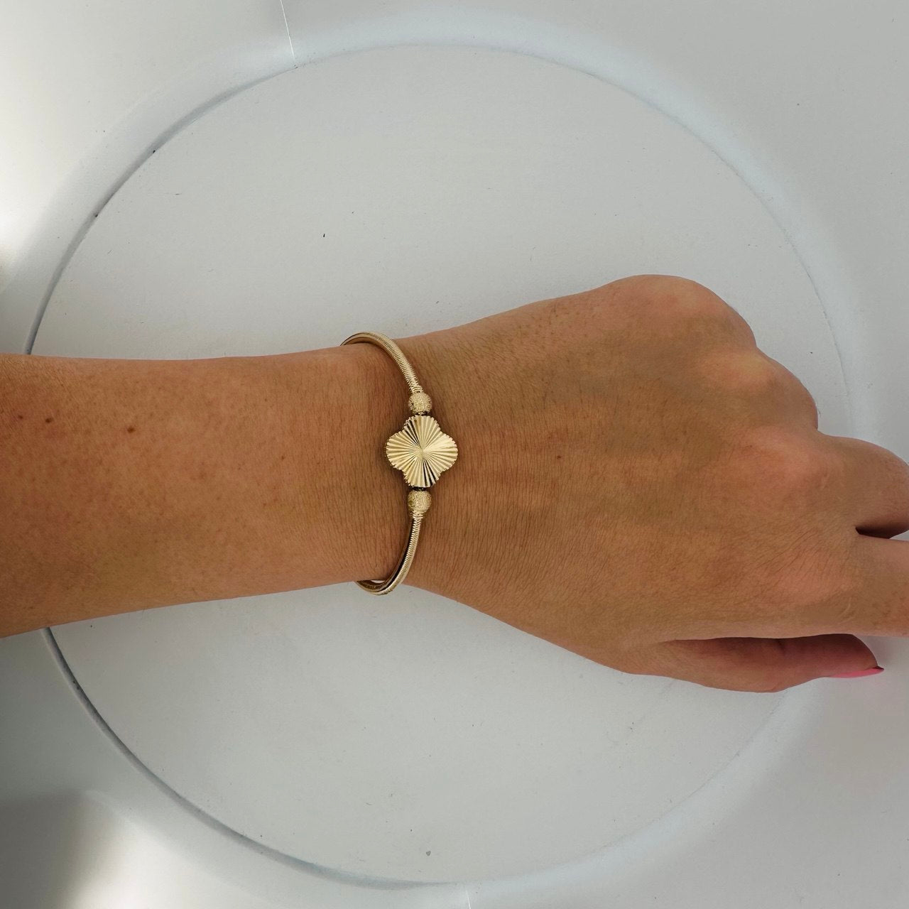 14K Gold Bangle with Onyx Stones