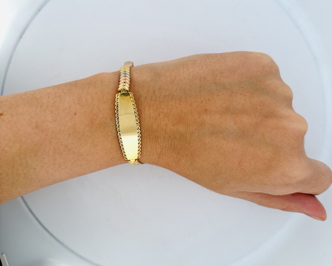 10K Three-Color Gold ID Bracelet - 11MM