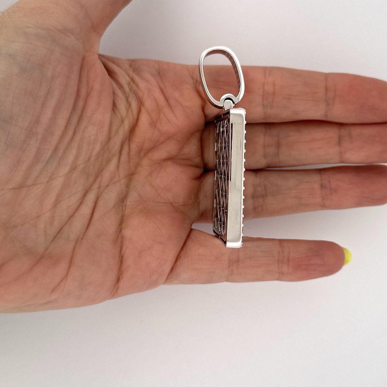 925 Sterling Silver Iced Rectangle Pendant with VVS Moissanite - 24.67ctw