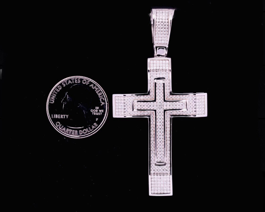 Sterling Silver Cross Pendant with VVS Moissanite - 2.65 Carat