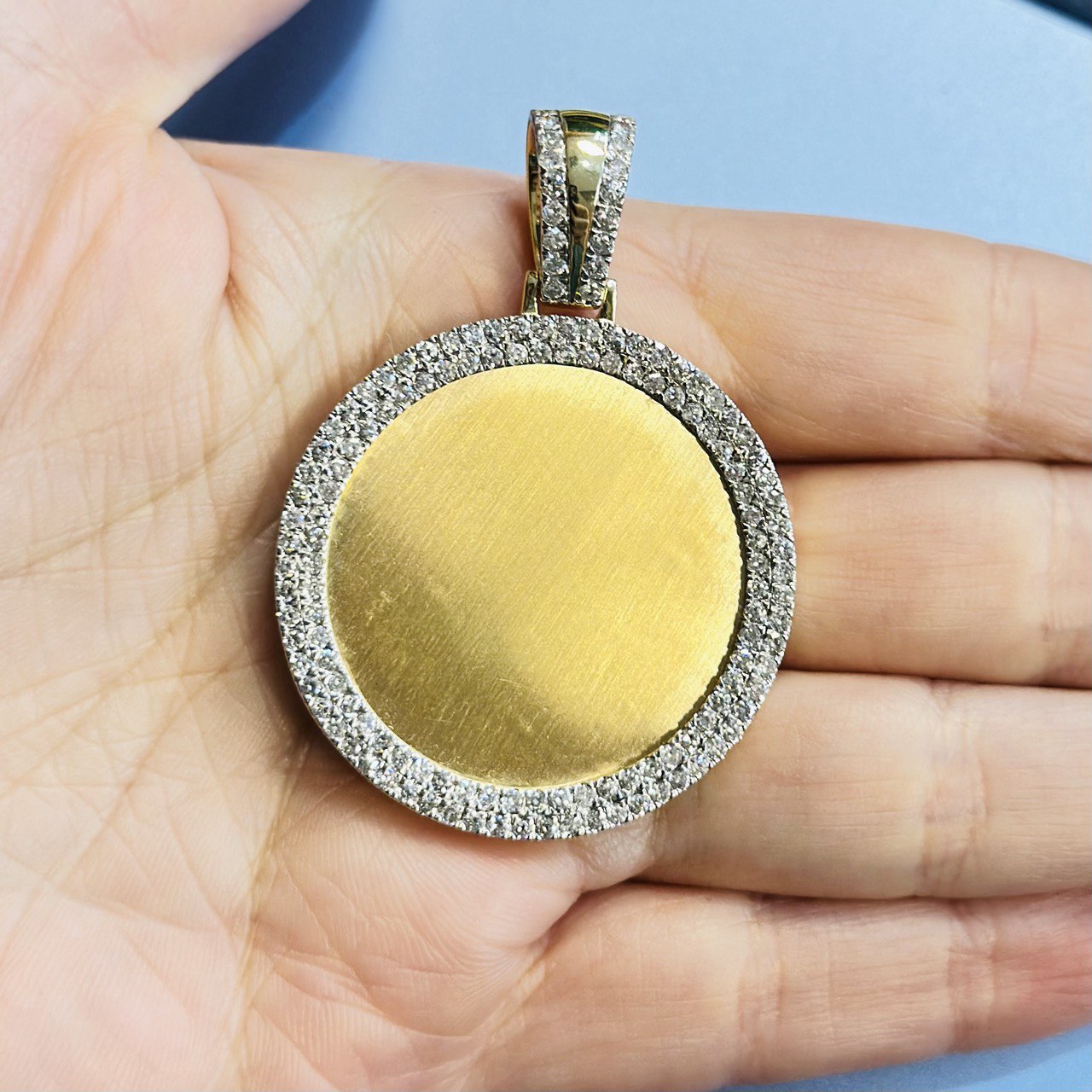 10K Gold Picture Frame Pendant with Natural Diamonds - 2