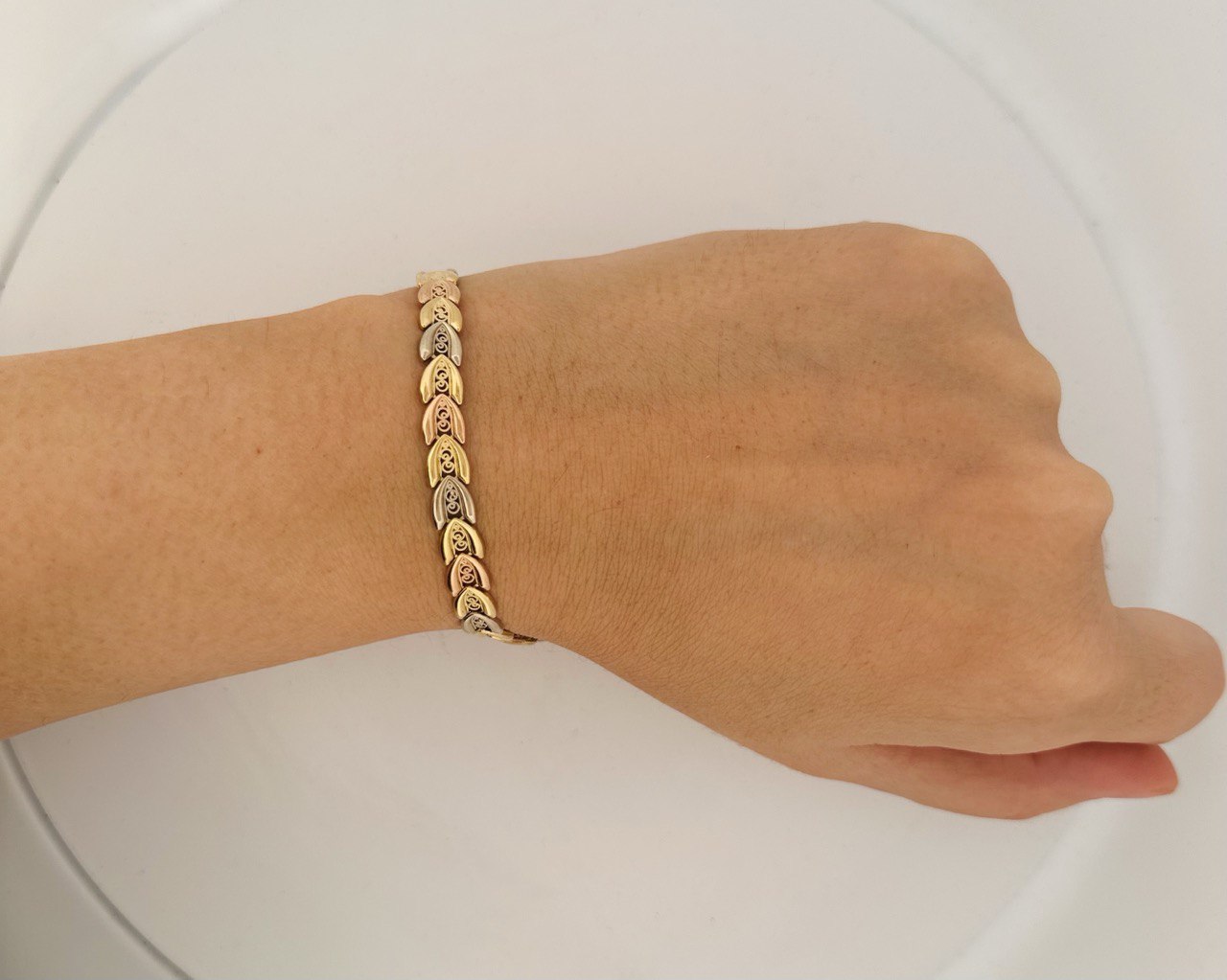 14K Three-Tone Gold Fancy Bracelet - 6.5MM