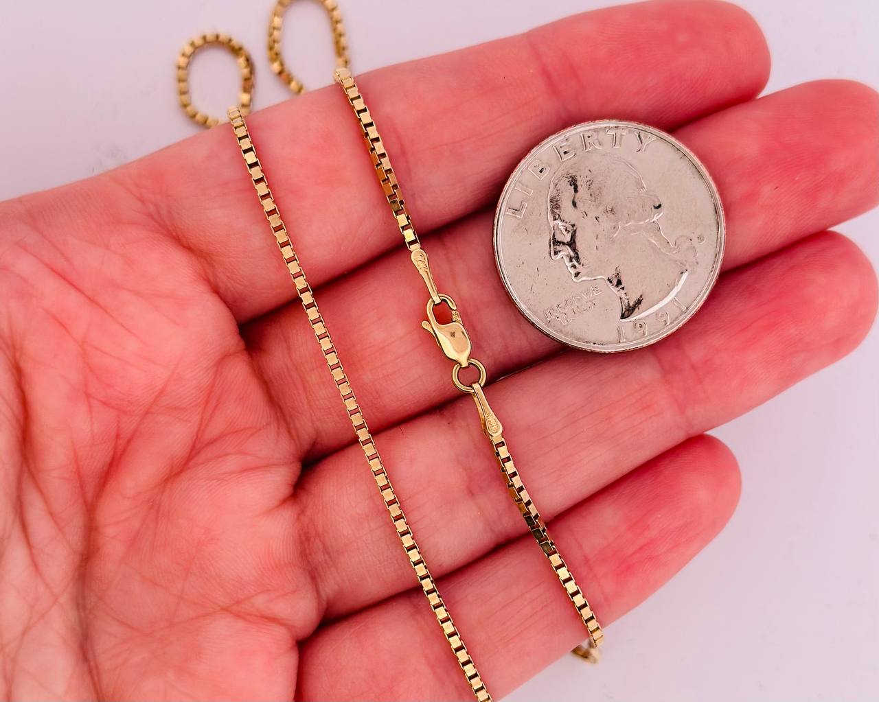 14K Yellow Gold Solid Box Chain - 1.4mm