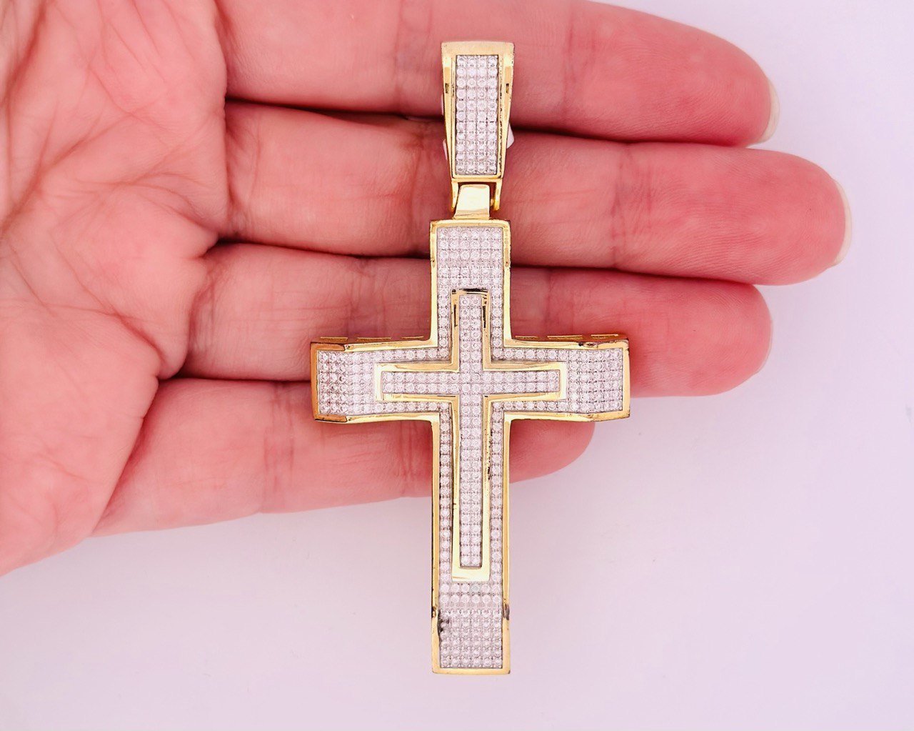 Sterling Silver Cross Pendant with VVS Moissanite - 2.65 Carat