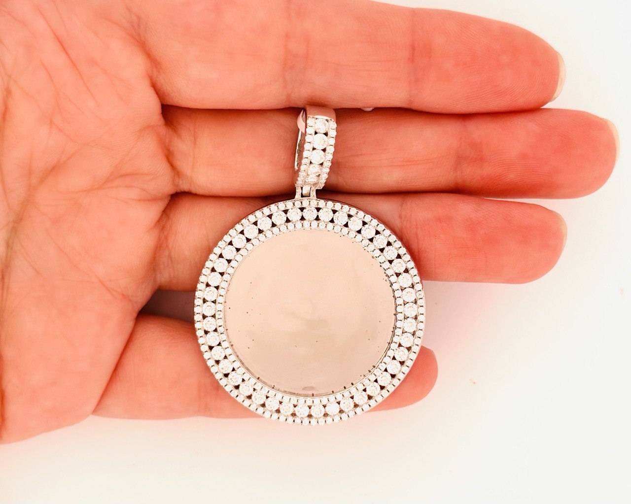 Sterling Silver Picture Frame Pendant with VVS-D Moissanite - 3.69 Carat,