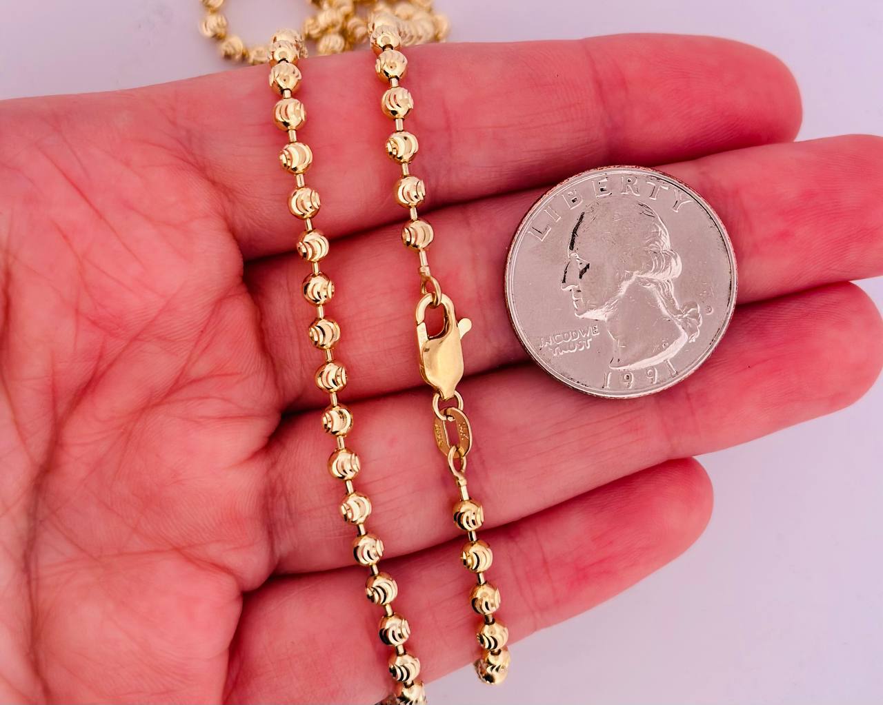 14K Solid Moon Chain - 3.4MM