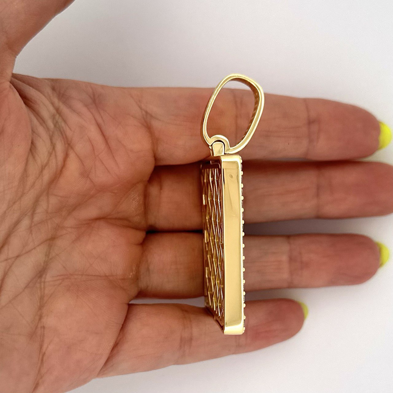 925 Sterling Silver Iced Rectangle Pendant with VVS Moissanite - 24.67ctw