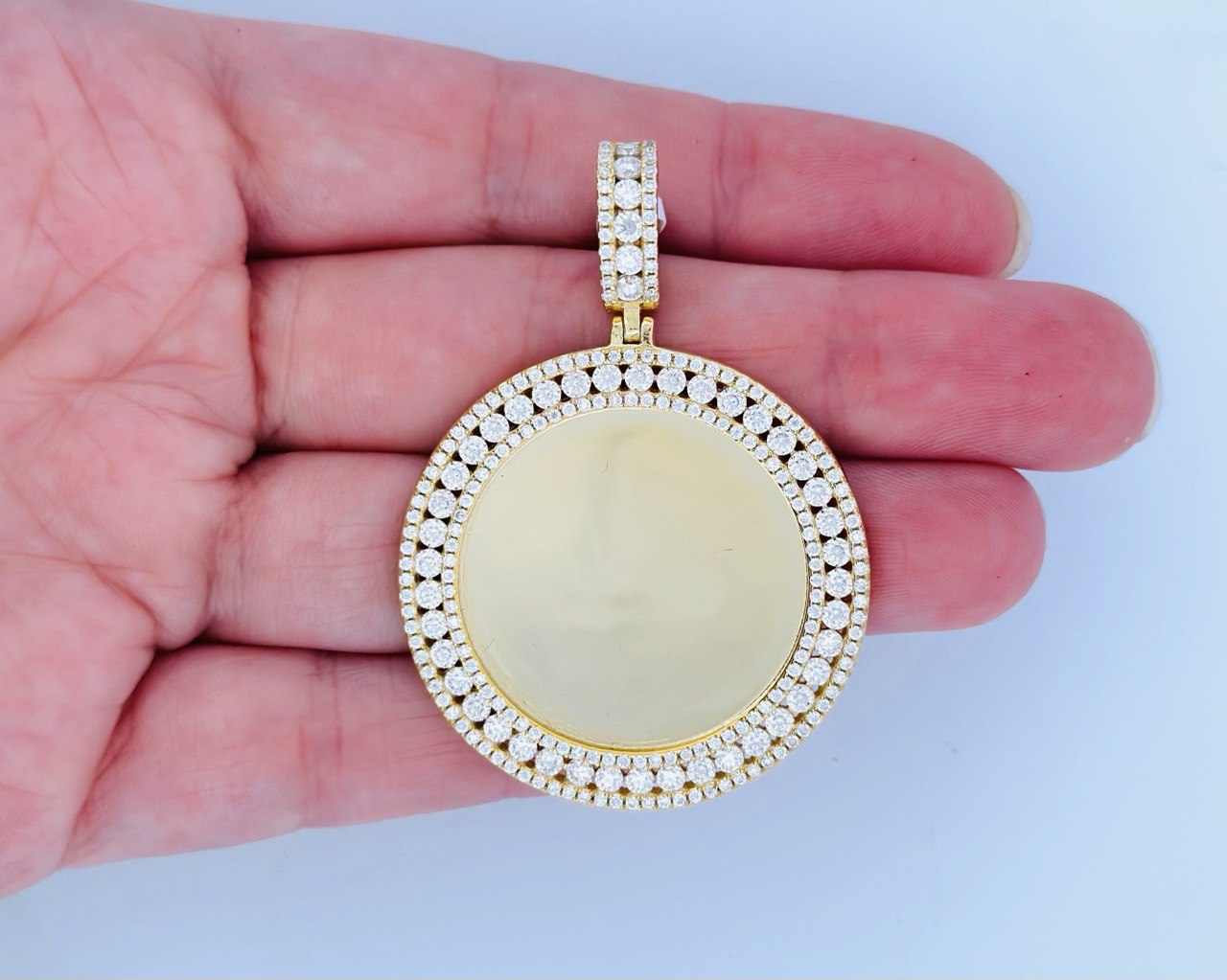 Sterling Silver Picture Frame Pendant with VVS-D Moissanite - 3.69 Carat,