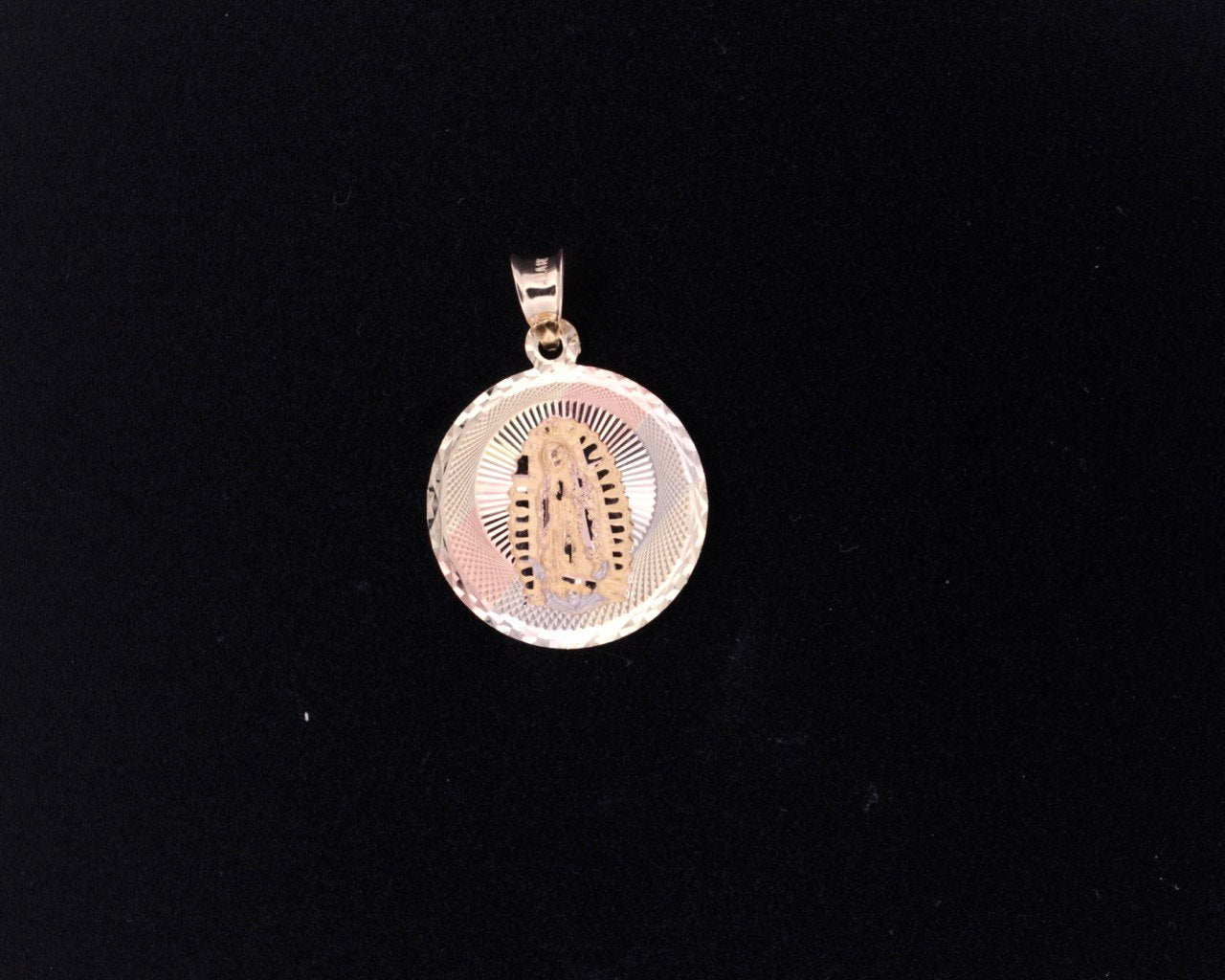 14K Double-Sided Pendant - Jesus and Virgin Mary - 1