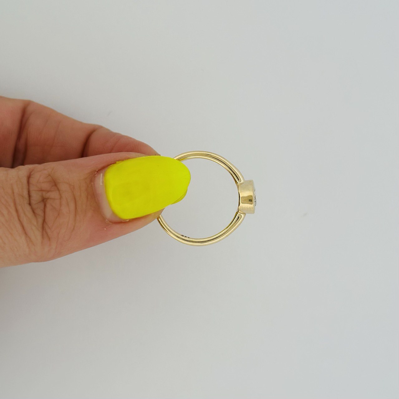 14K Gold Bezel-Set Oval Diamond Ring - 1.03ctw