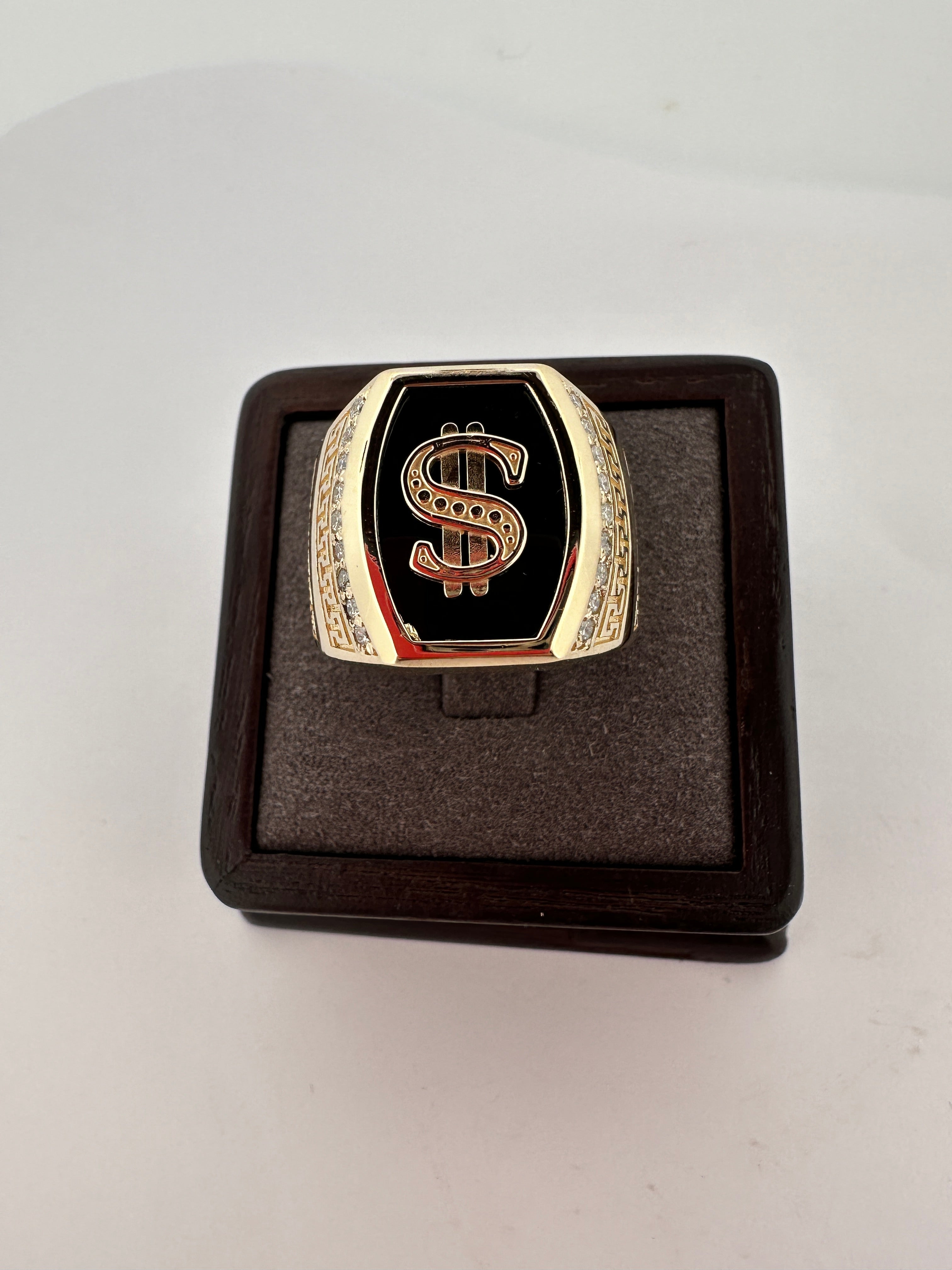 14K Men's Dollar Onyx Ring