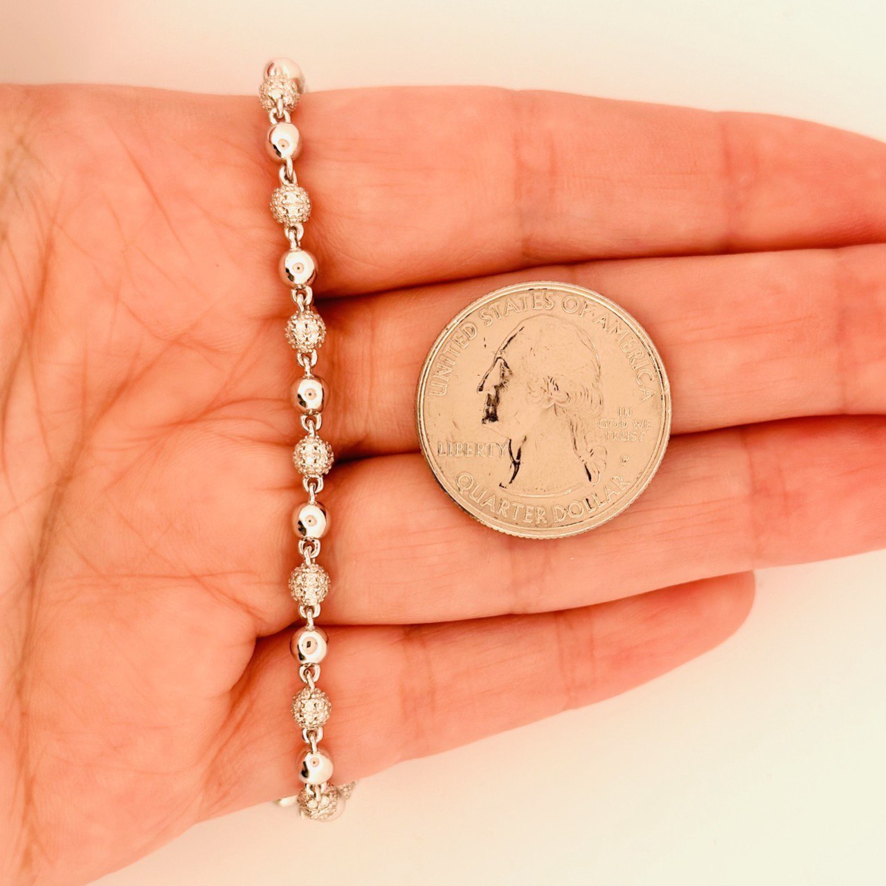 Sterling Silver Solid Ball Chain Necklace with VVS-D Moissanite Stones, Two-Tone Options