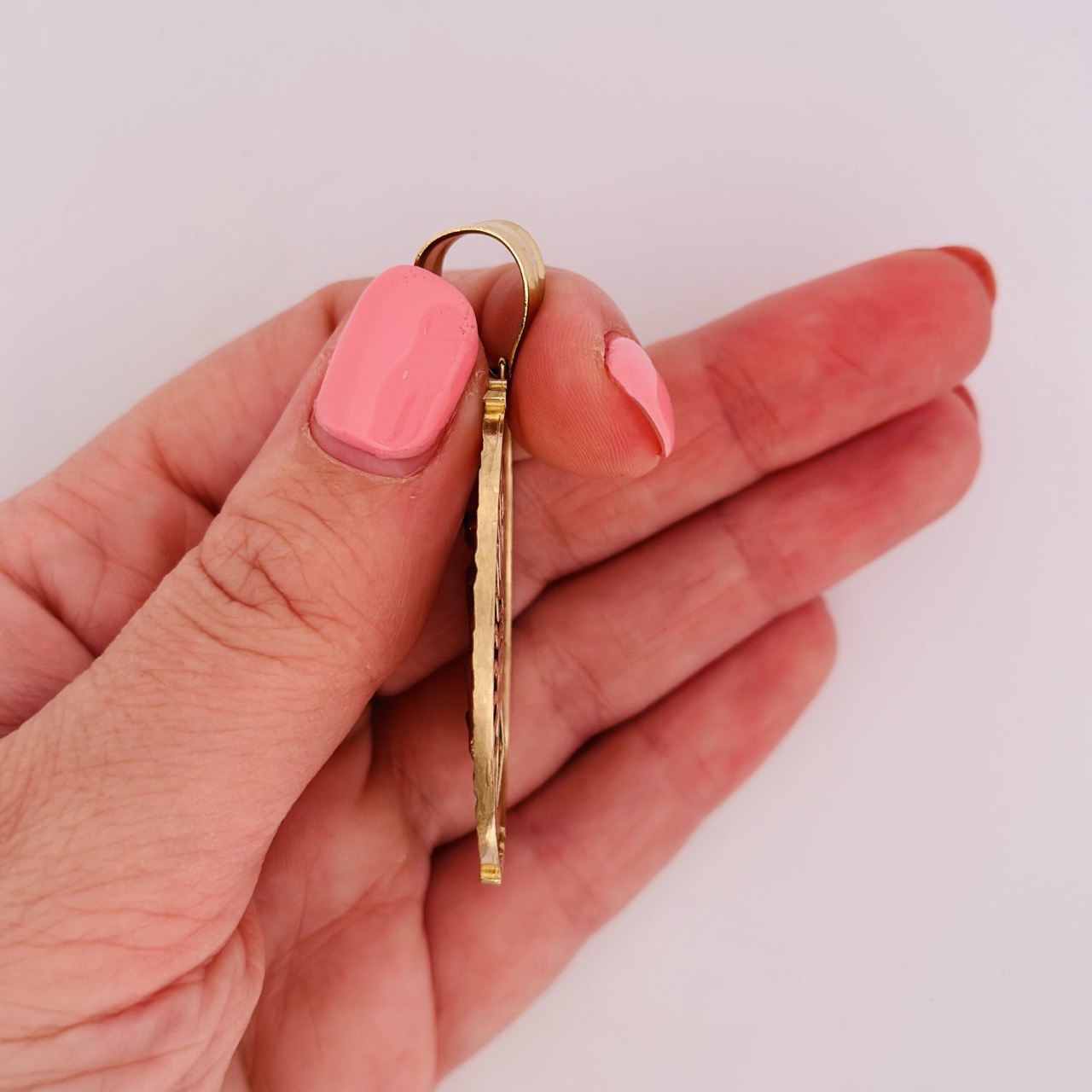 14K Gold Virgin Mary Oval Pendant
