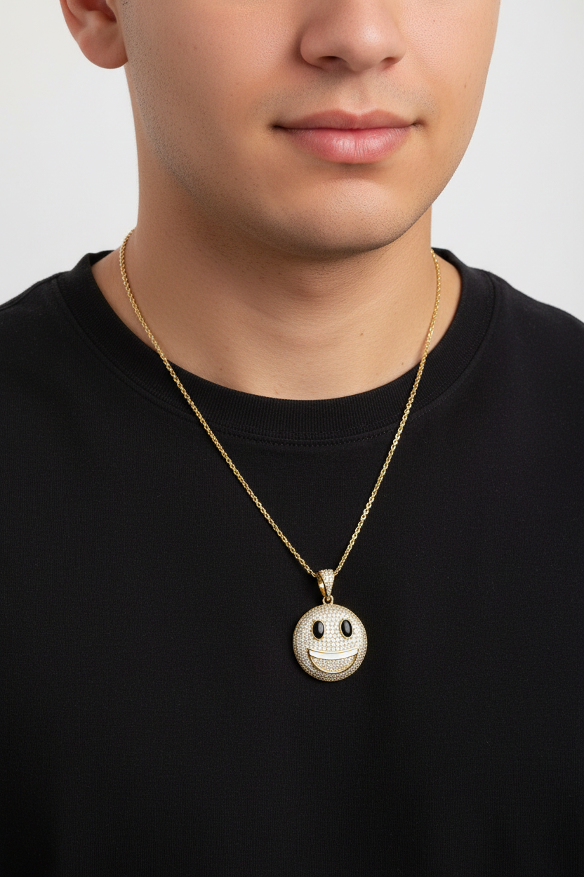 Sterling Silver Smiley Face Pendant – VVS Moissanite 2.7 CTW