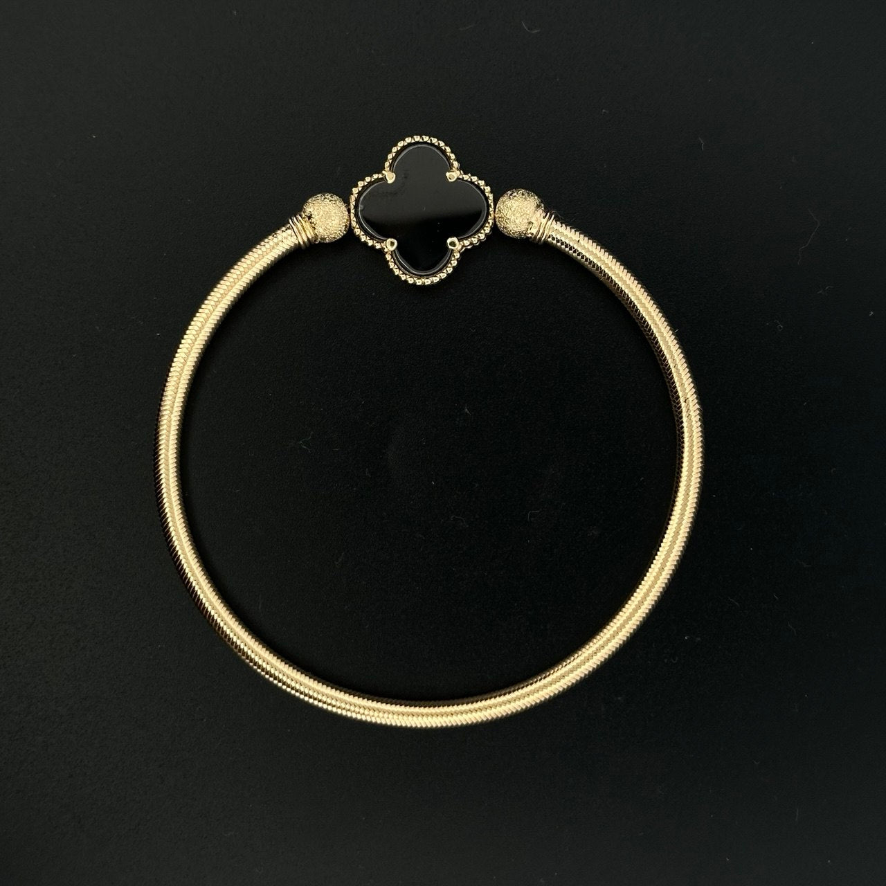 14K Gold Bangle with Onyx Stones