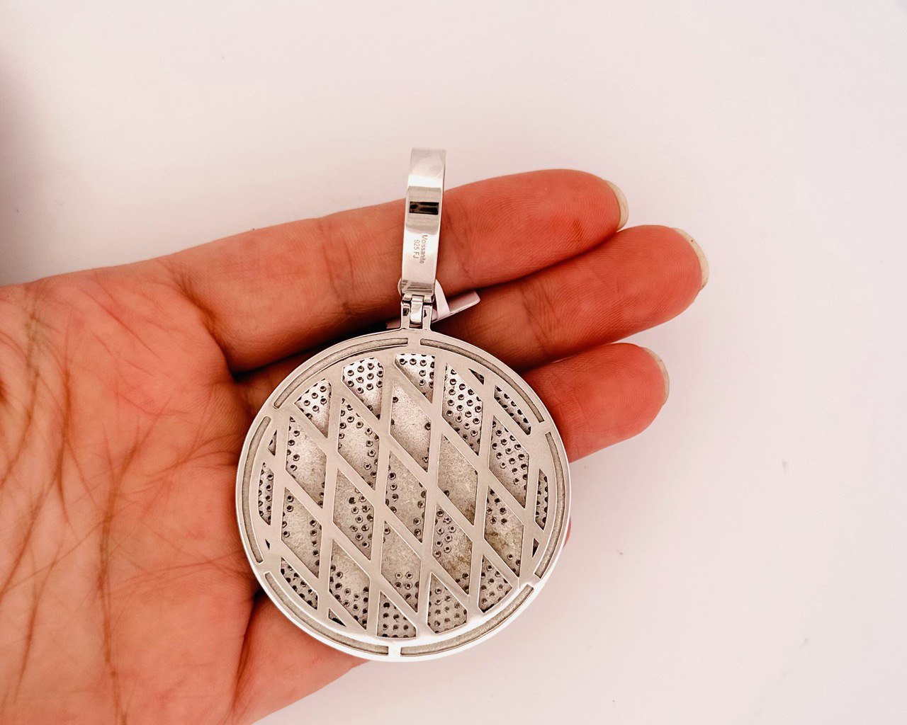 Sterling Silver Allah Pendant with VVS Moissanite - 8.8 Carats