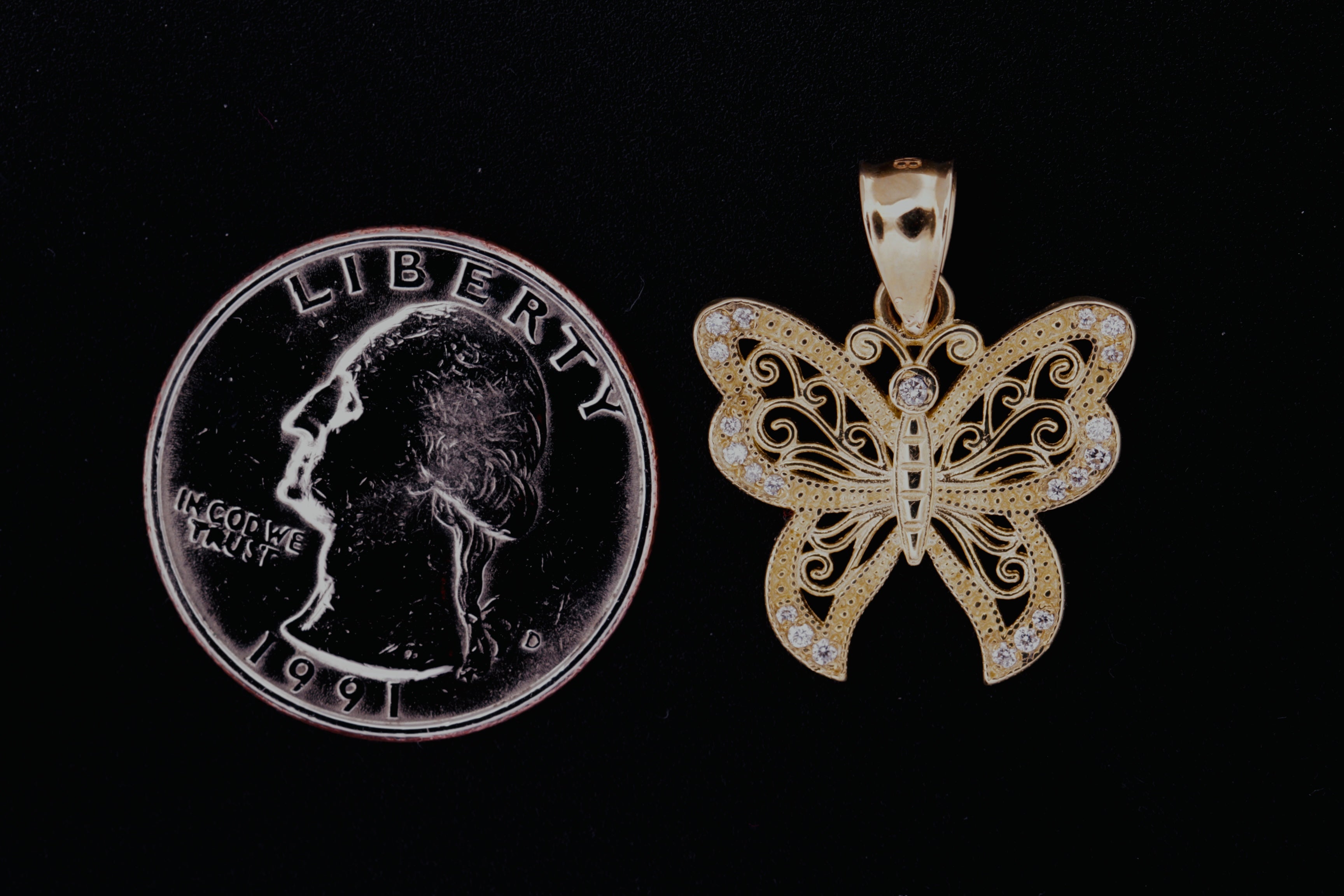 14K Butterfly Pendant with Diamonds