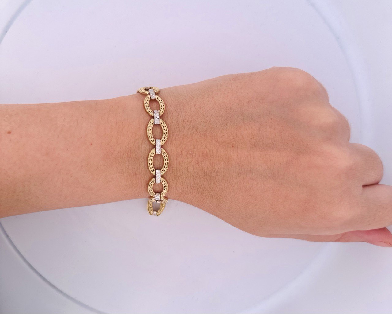14K Two-Tone Gold Bracelet - 9.85MM