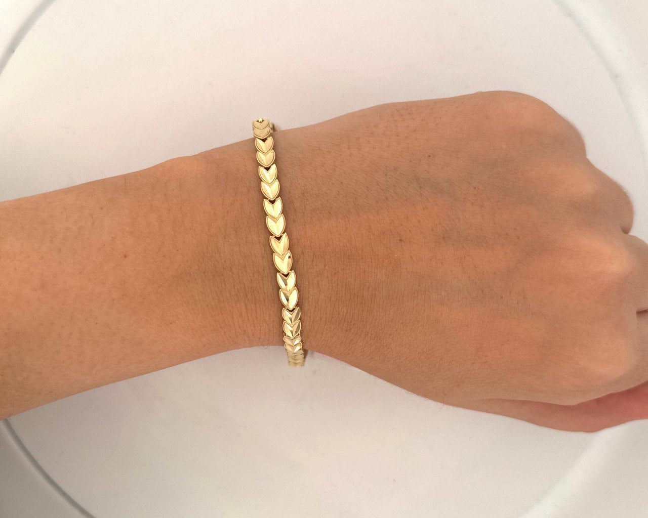 14K Yellow Gold Chevron Bracelet - 4.7MM