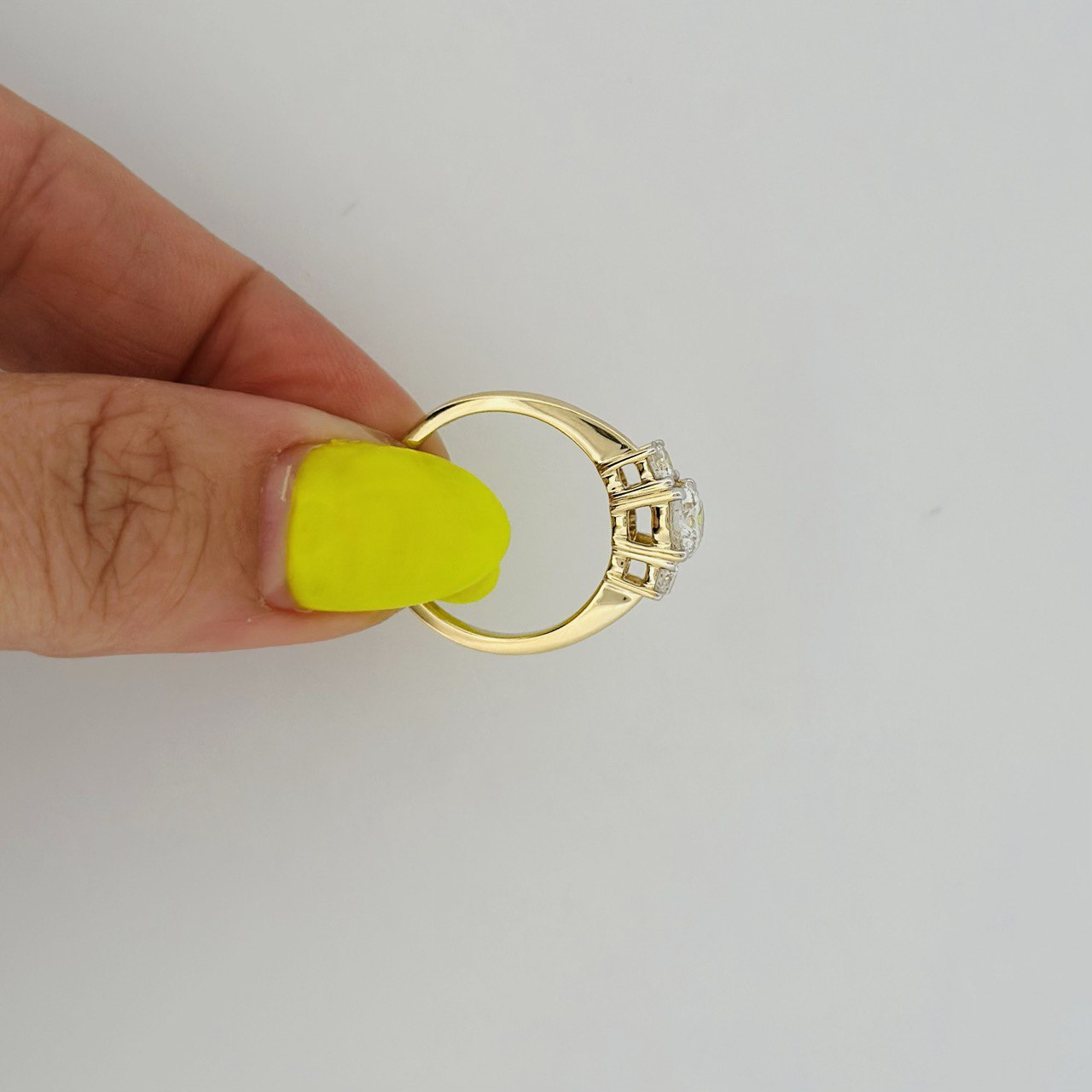 14K Gold Three-Stone Diamond Ring