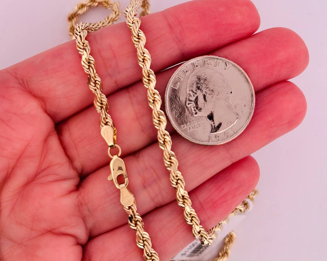 10K Gold Semi Rope Chain - 4MM