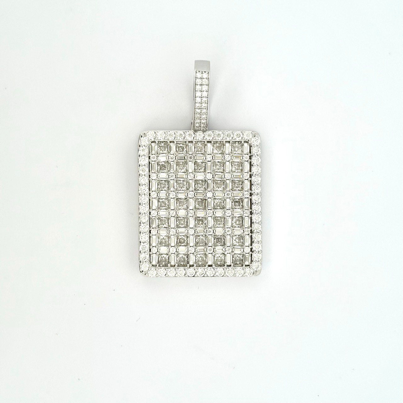 925 Sterling Silver Iced Rectangle Pendant with VVS Moissanite - 24.67ctw