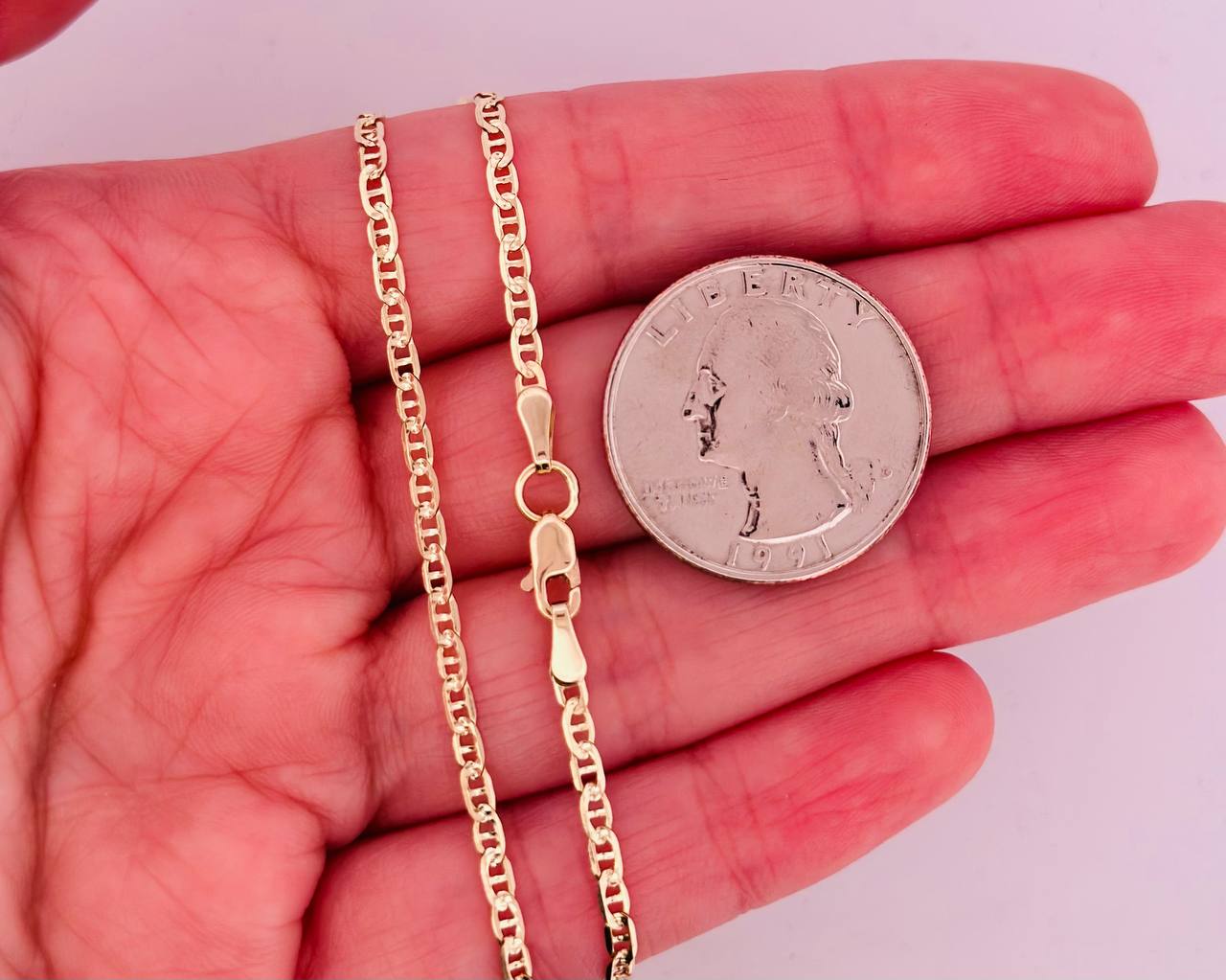14K solid 2.5mm Mariner Chain