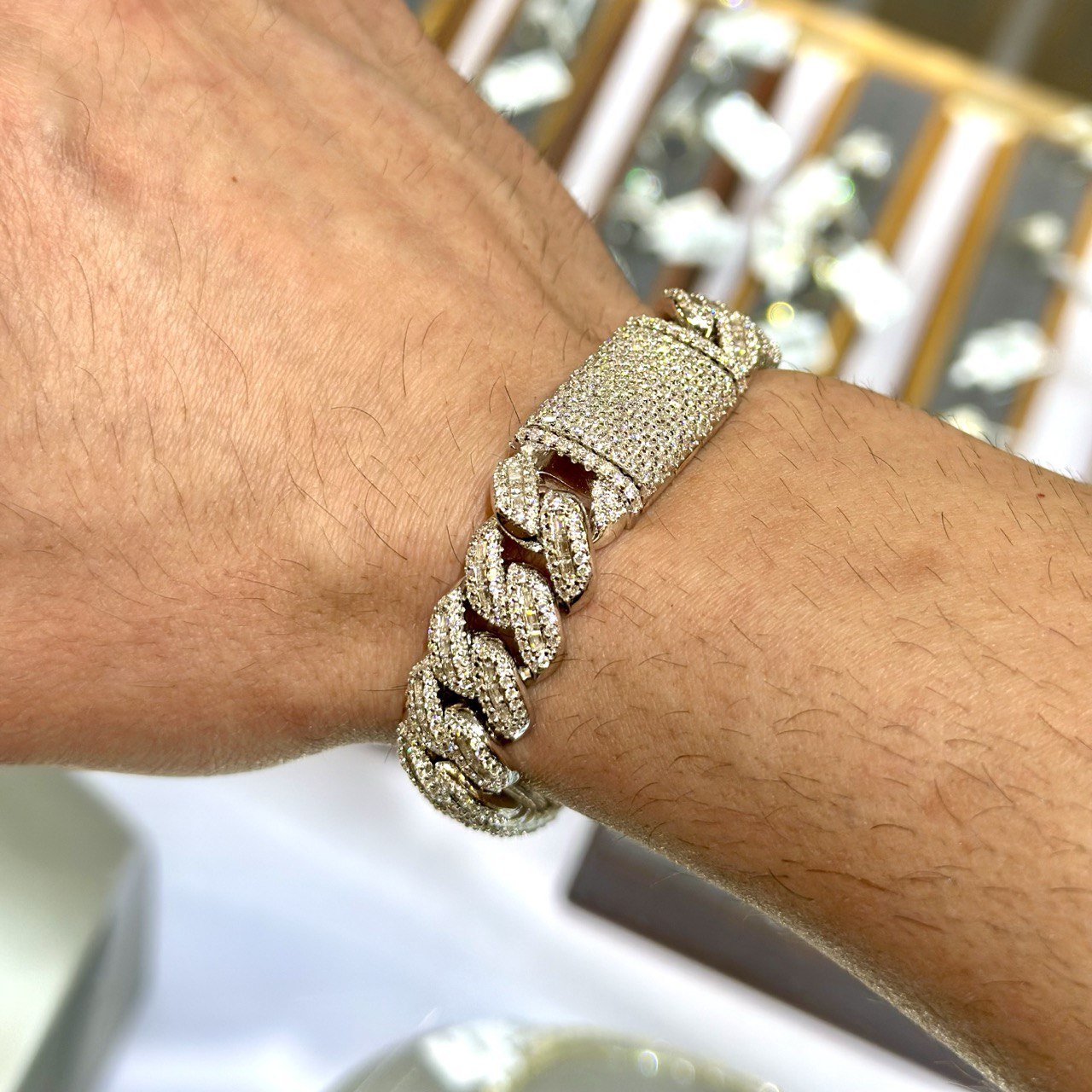 Sterling Silver Miami Cuban Bracelet- 12.10CT VVS-D Moissanite, 14MM,