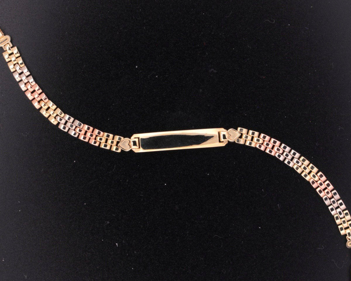 14K Solid 3-Color Gold ID Bracelet - 5MM